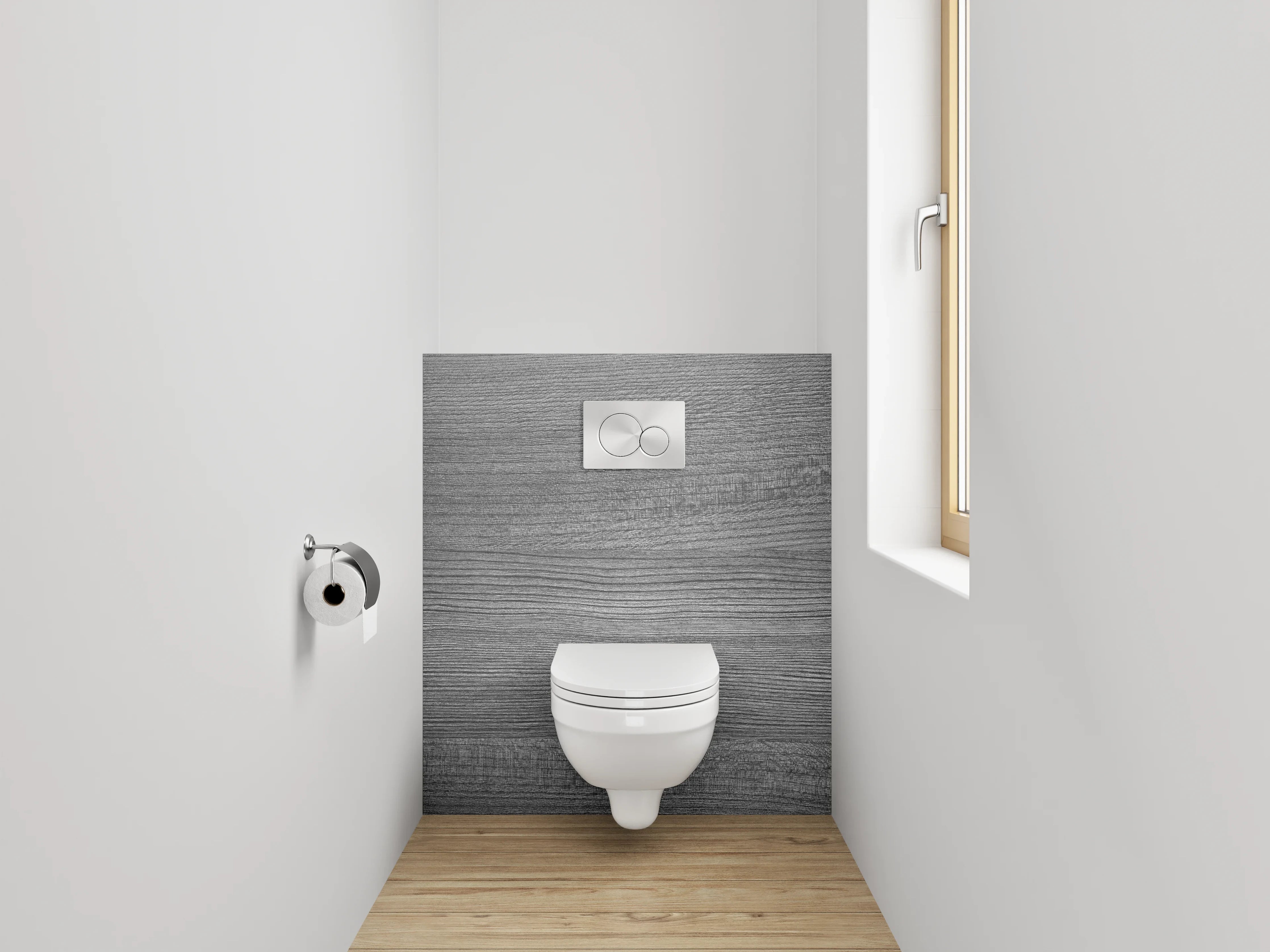 WC-Rückwand - Grau strukturierte Holzoptik