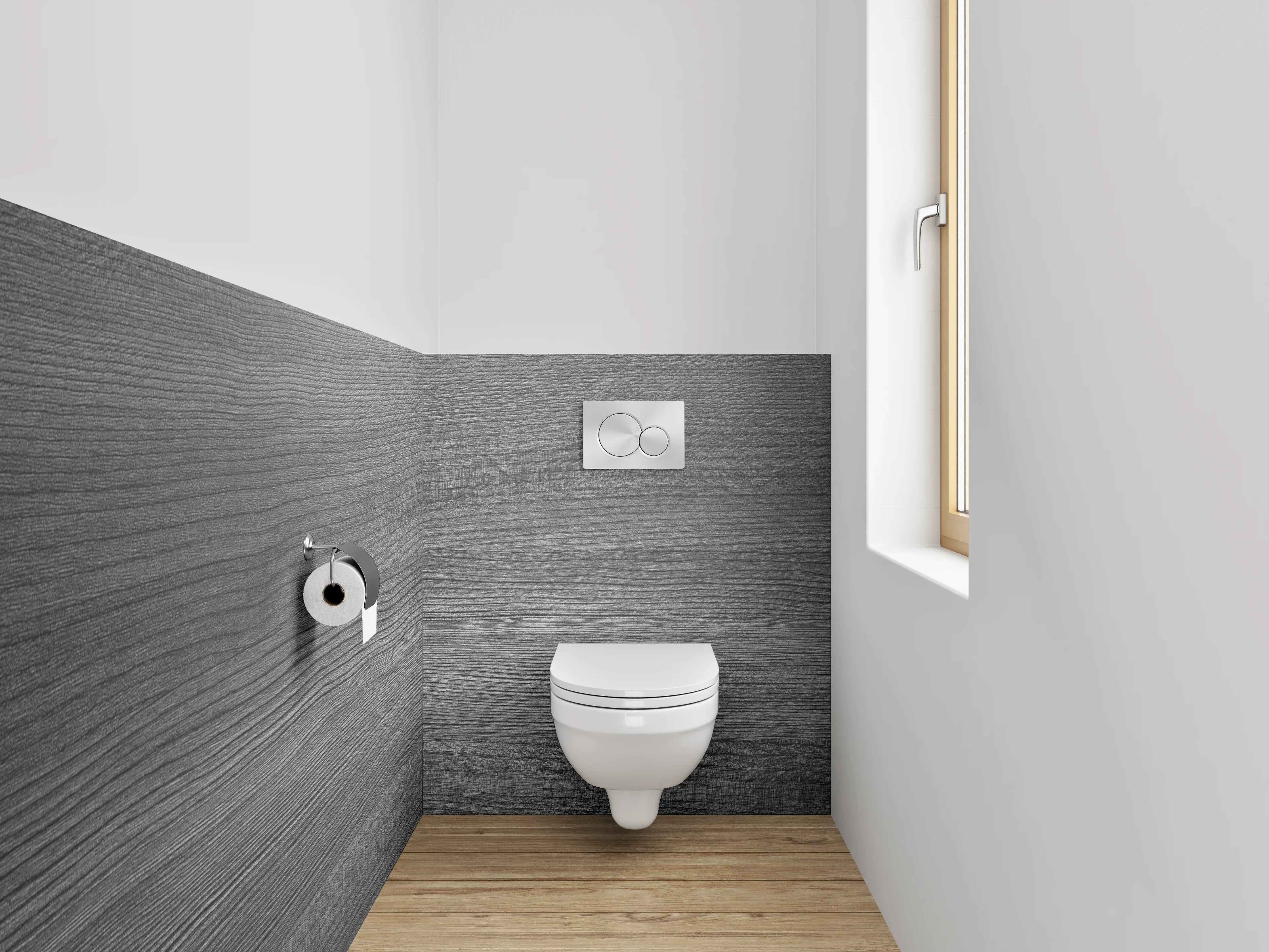 WC-Rückwand - Grau strukturierte Holzoptik