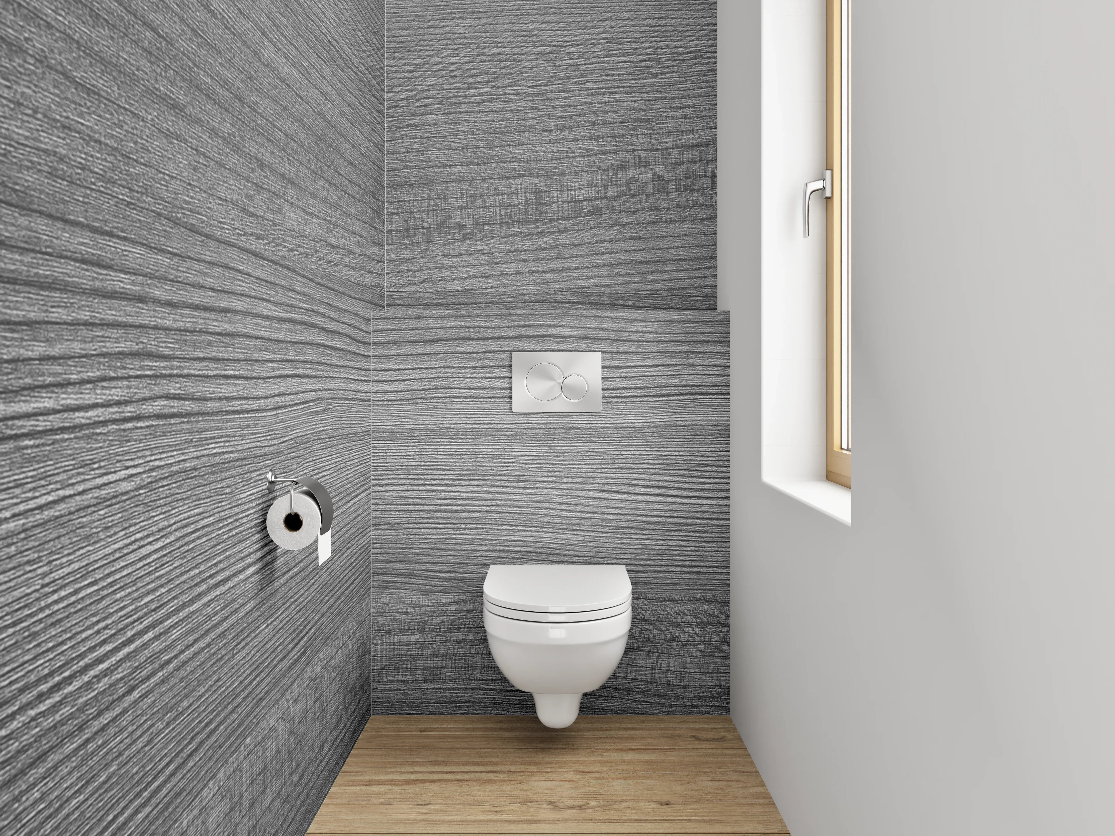 WC-Rückwand - Grau strukturierte Holzoptik