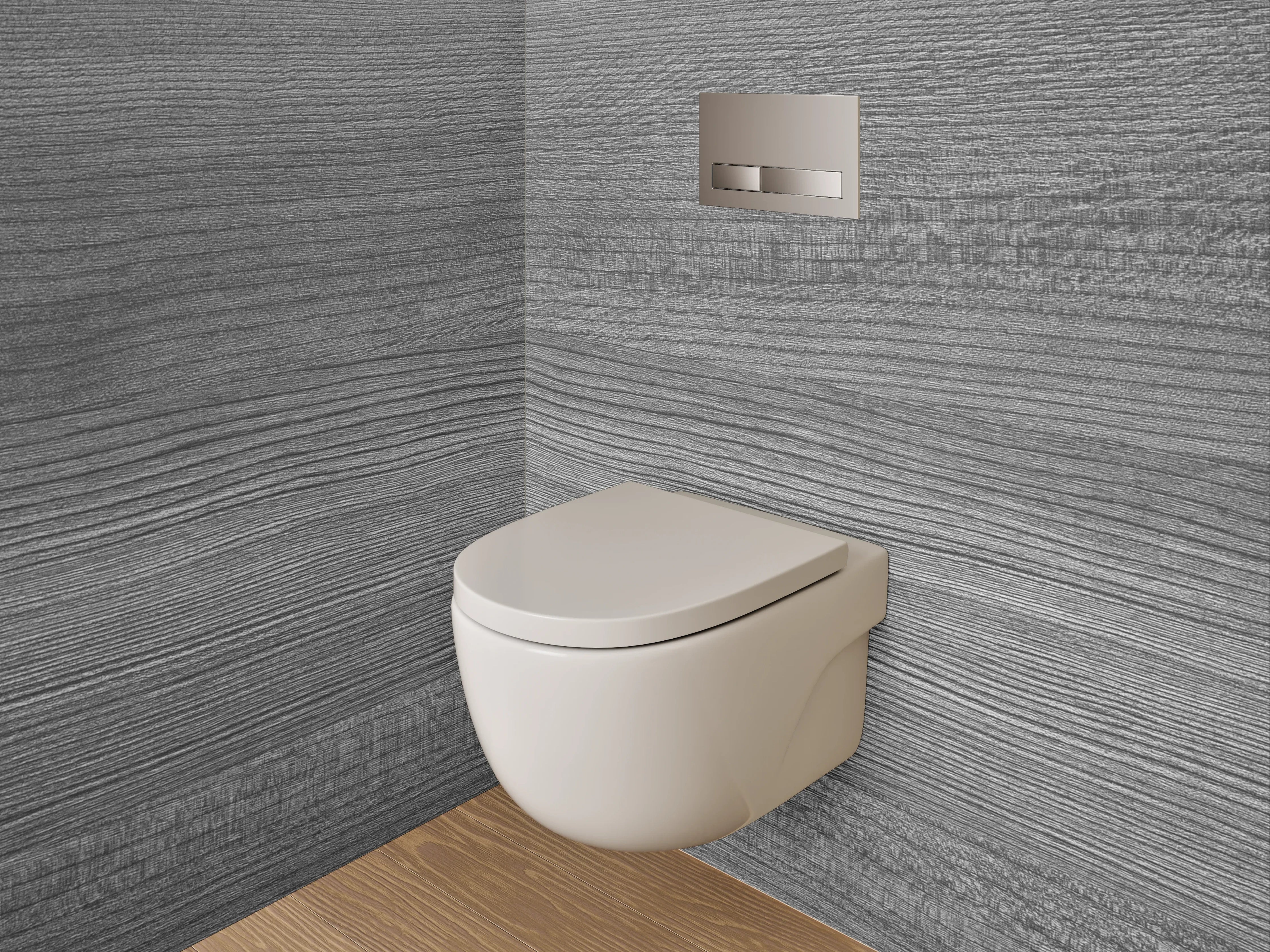 WC-Rückwand - Grau strukturierte Holzoptik