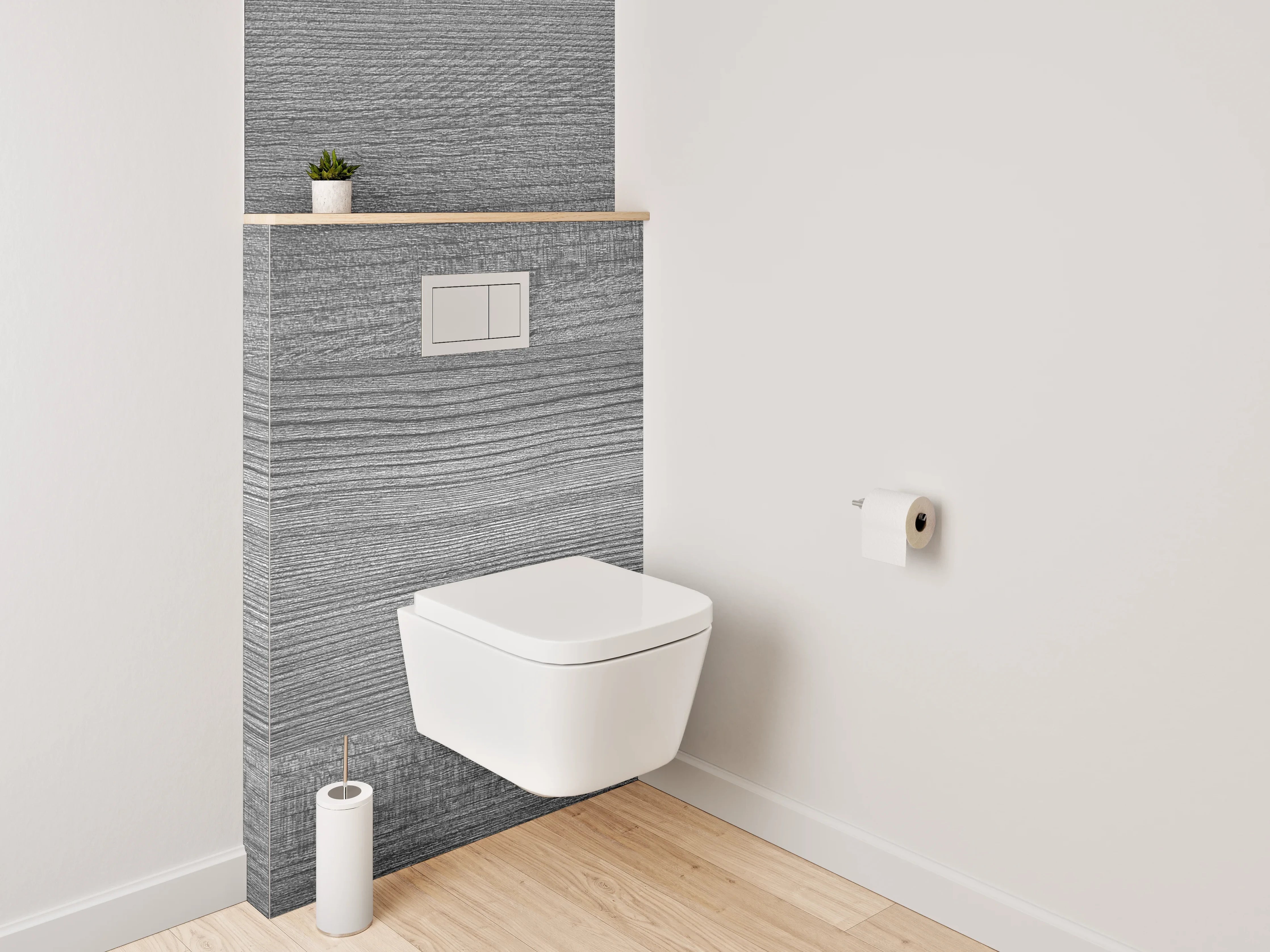 WC-Rückwand - Grau strukturierte Holzoptik