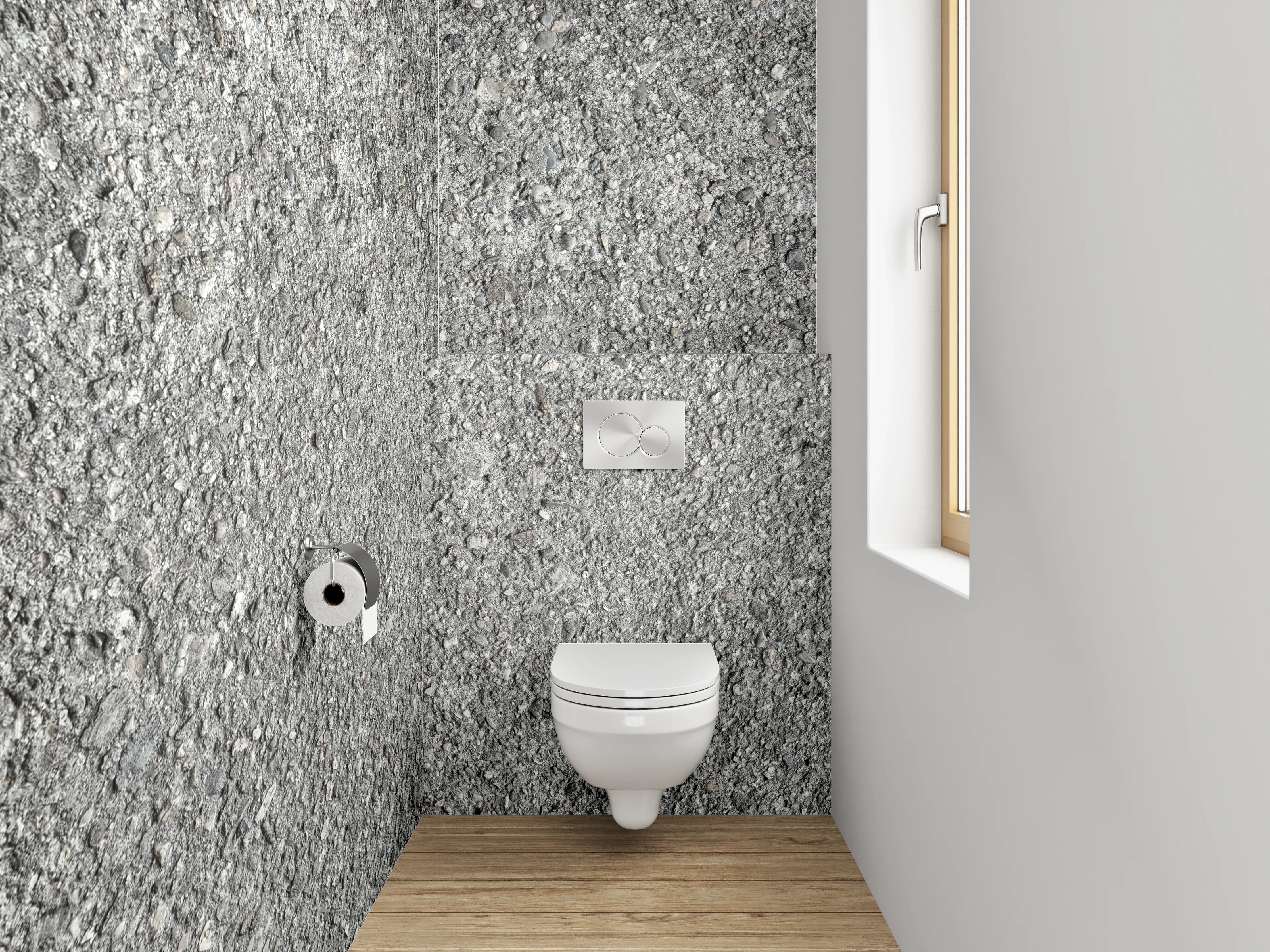 WC-Rückwand - Grau strukturierte Steinoberfläche