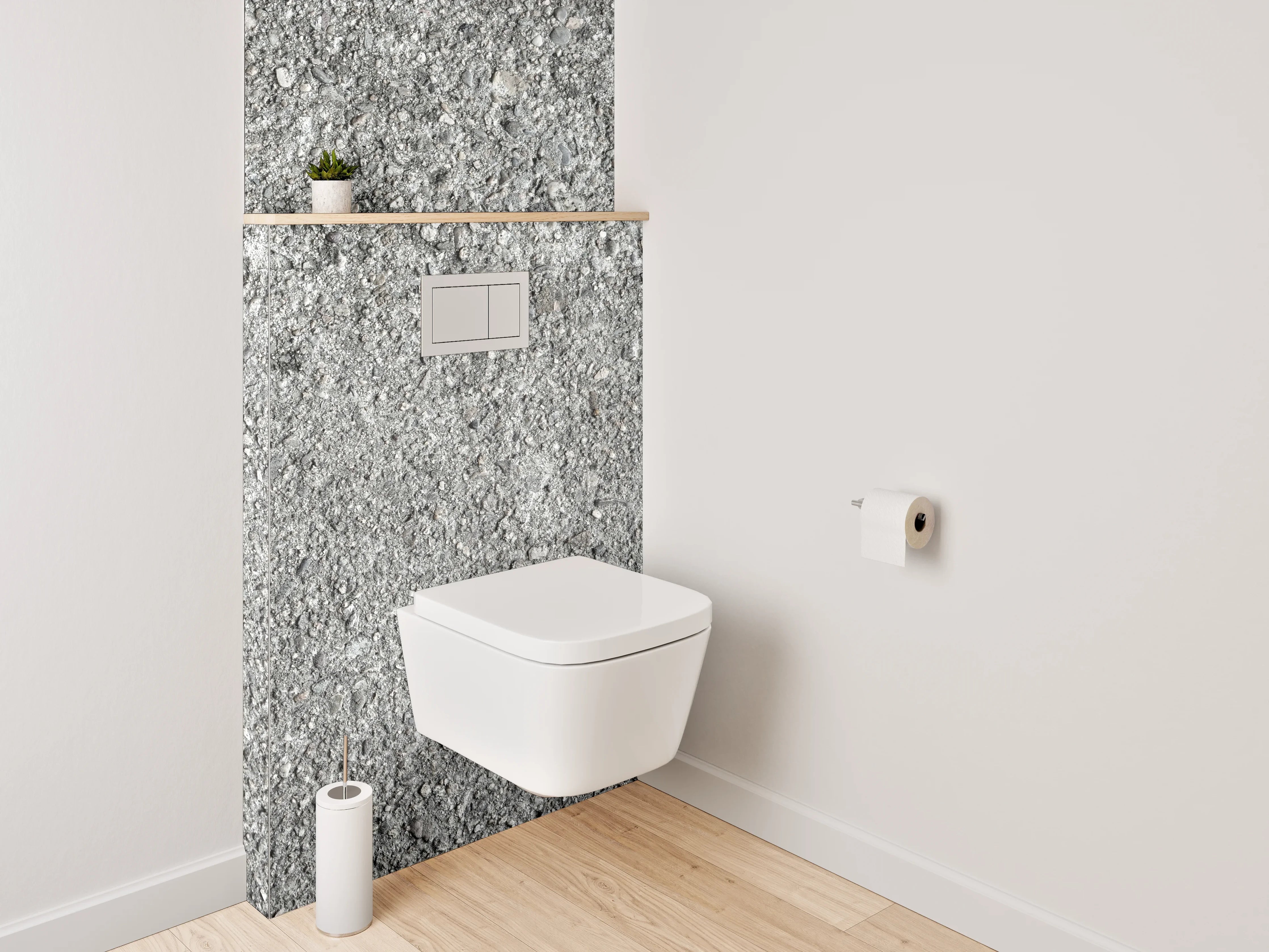 WC-Rückwand - Grau strukturierte Steinoberfläche