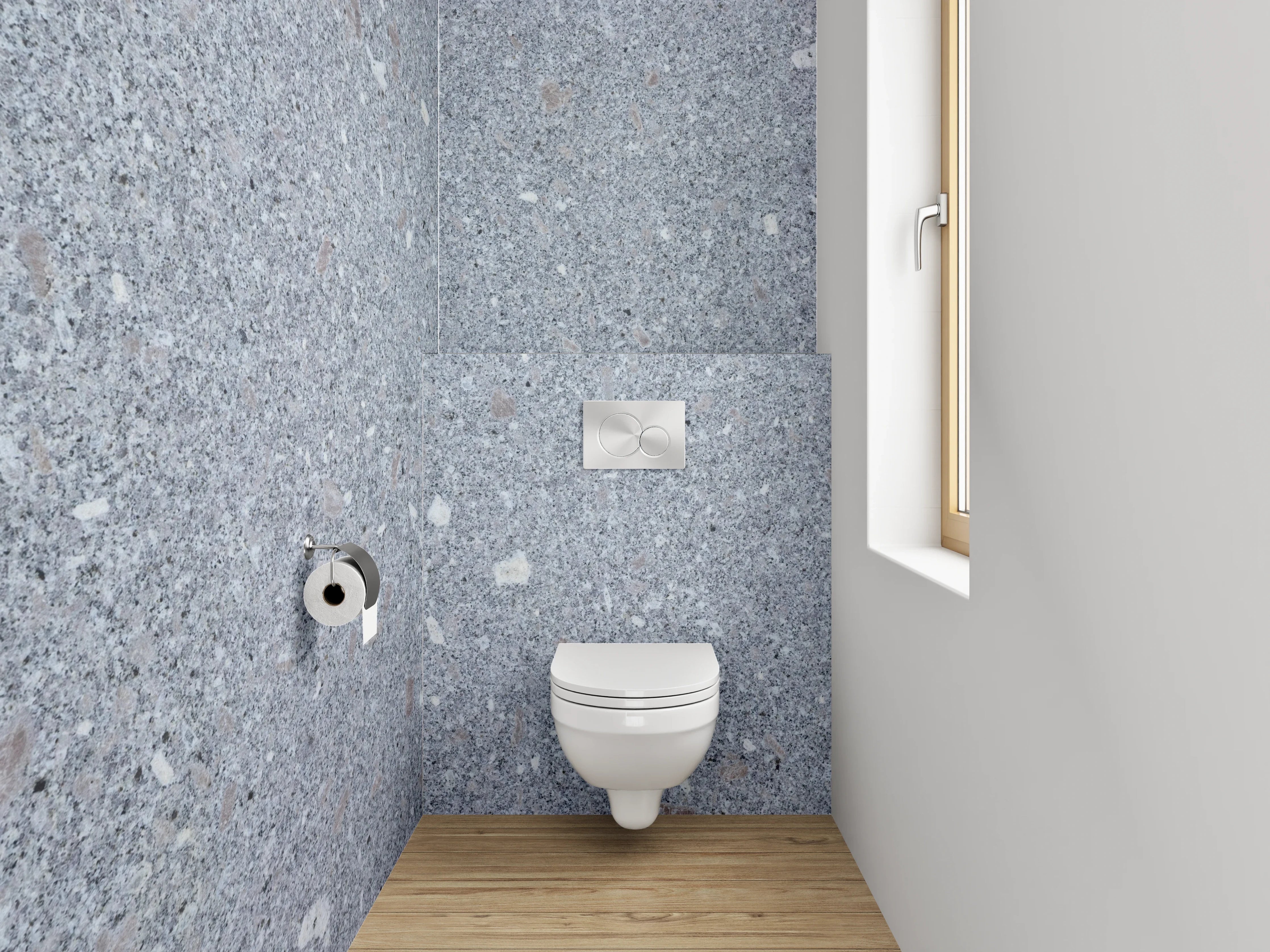 WC-Rückwand - Grau strukturierter Kalkstein Look