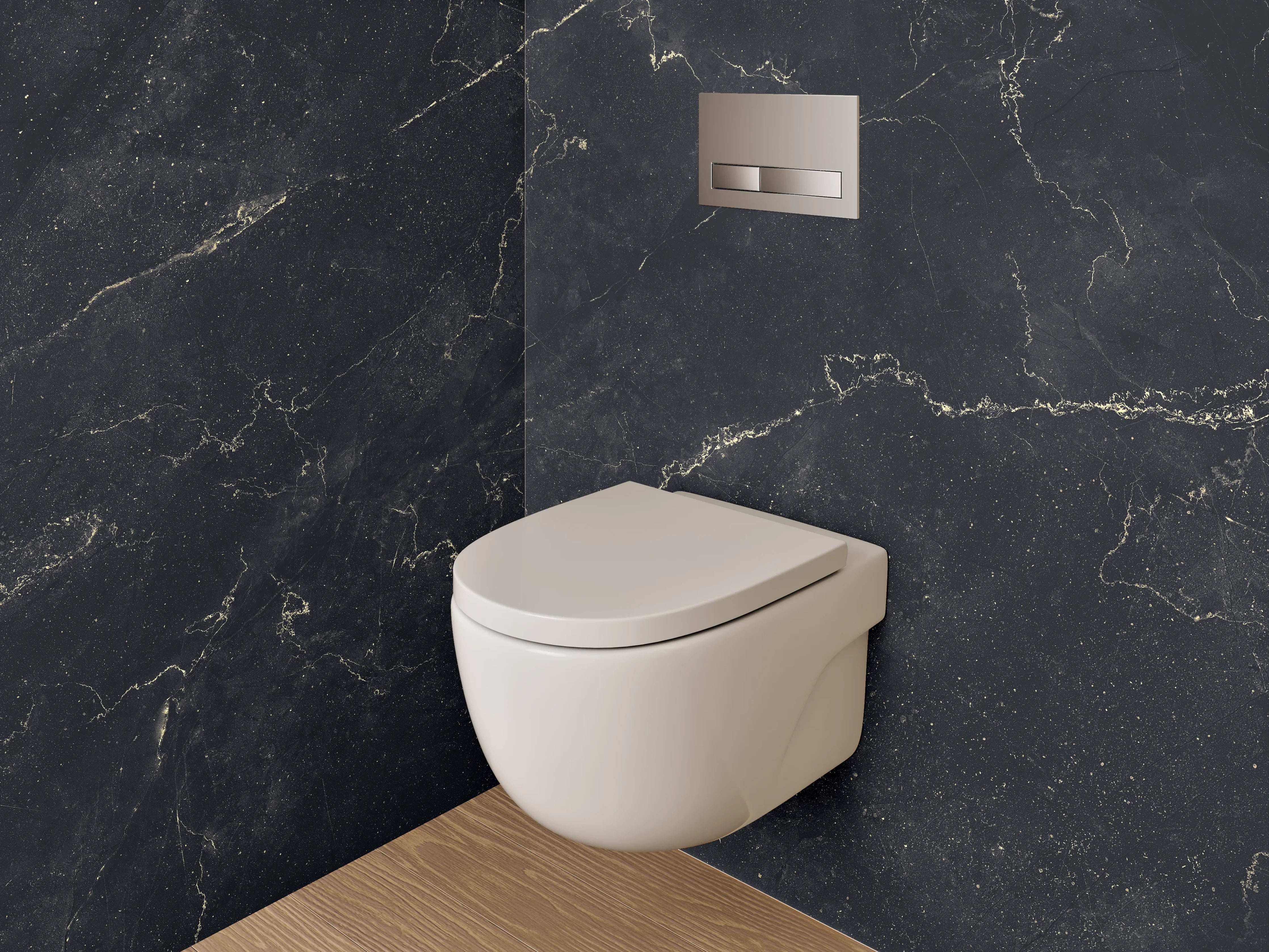 WC-Rückwand - Grau-weißer Marmor mit Goldlinien