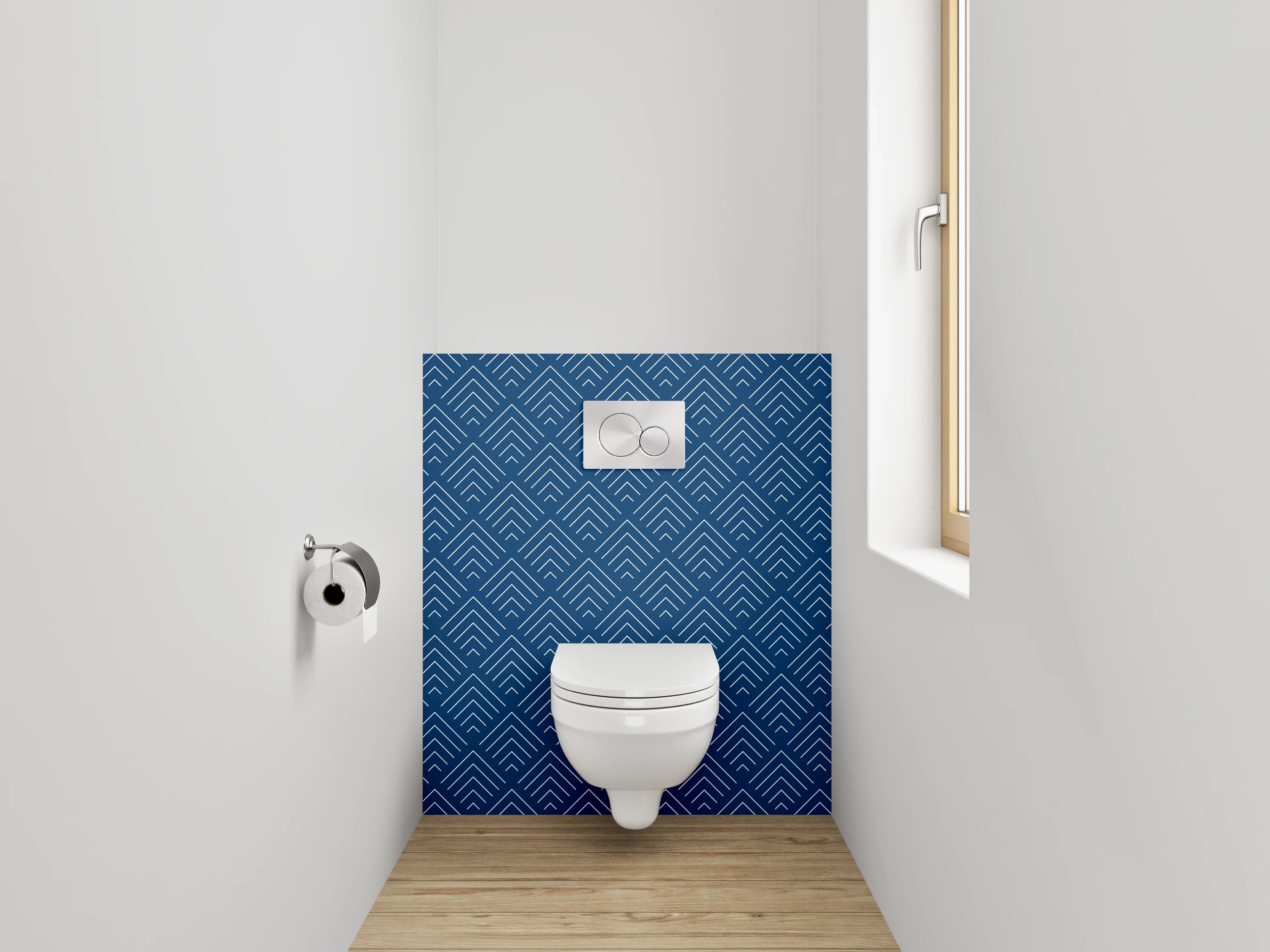 WC-Rückwand - Graublaues Art Deco Muster Eleganz