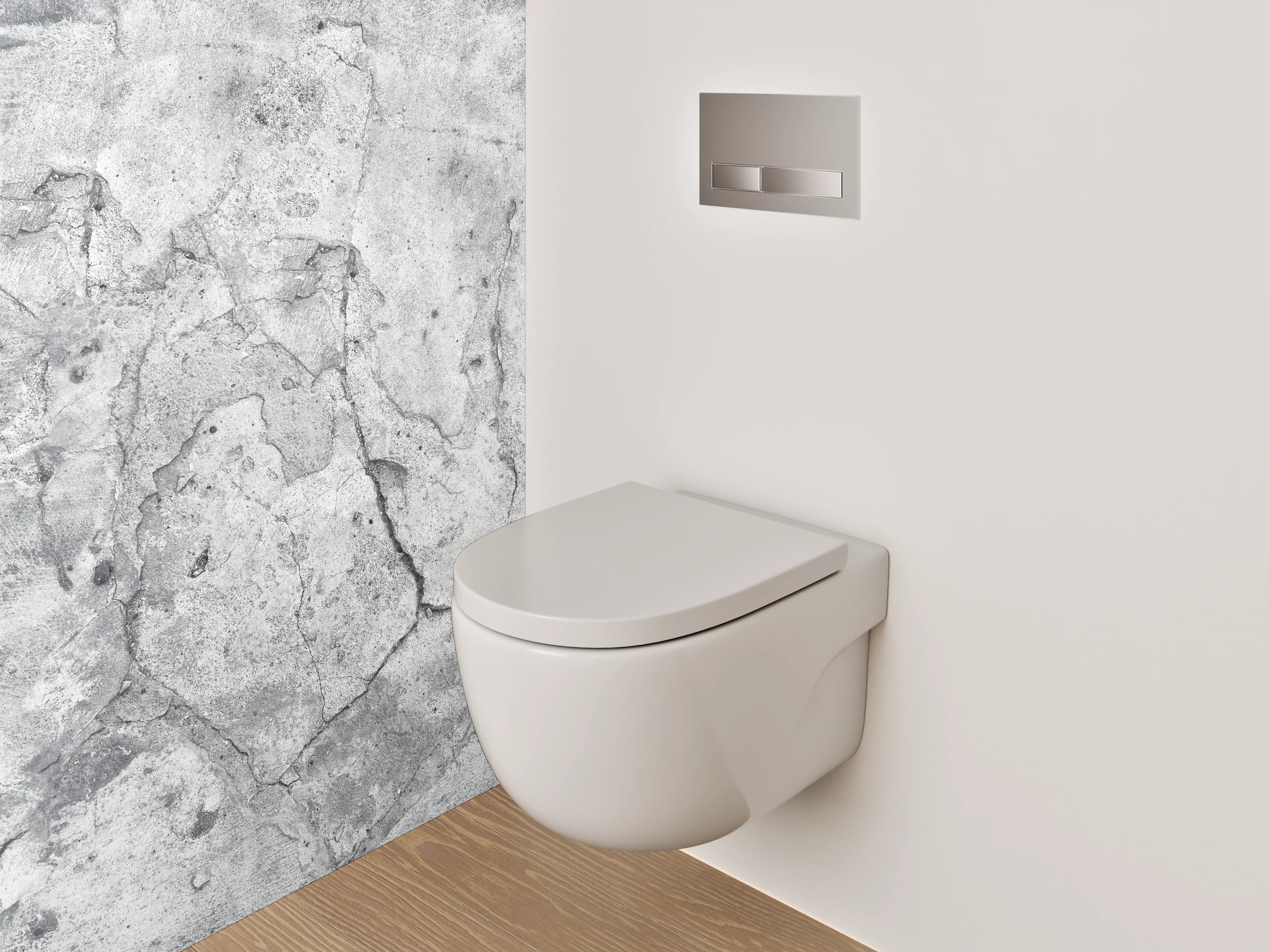 WC-Rückwand - Graue Akzente auf weißem Minimalismus