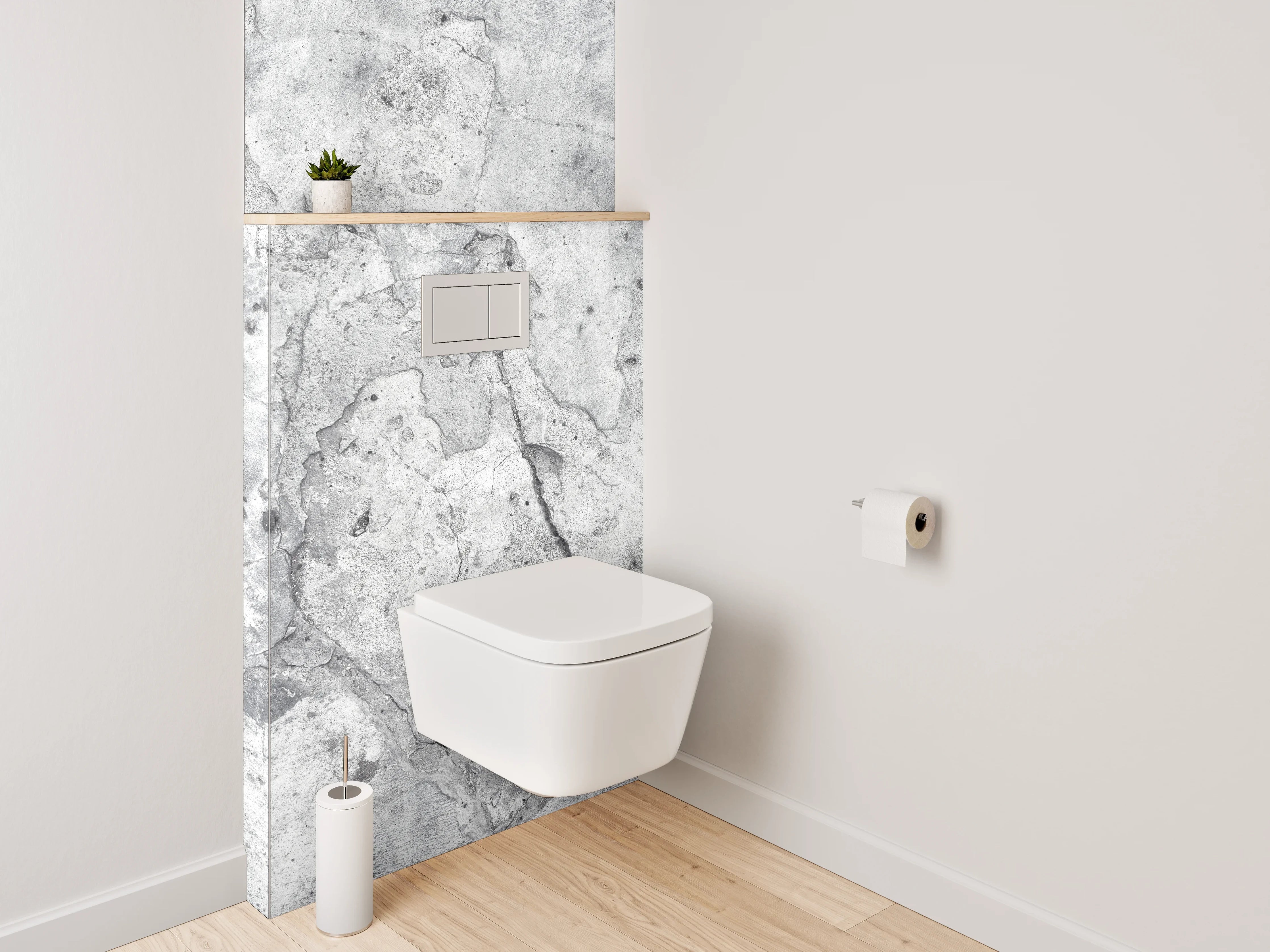 WC-Rückwand - Graue Akzente auf weißem Minimalismus