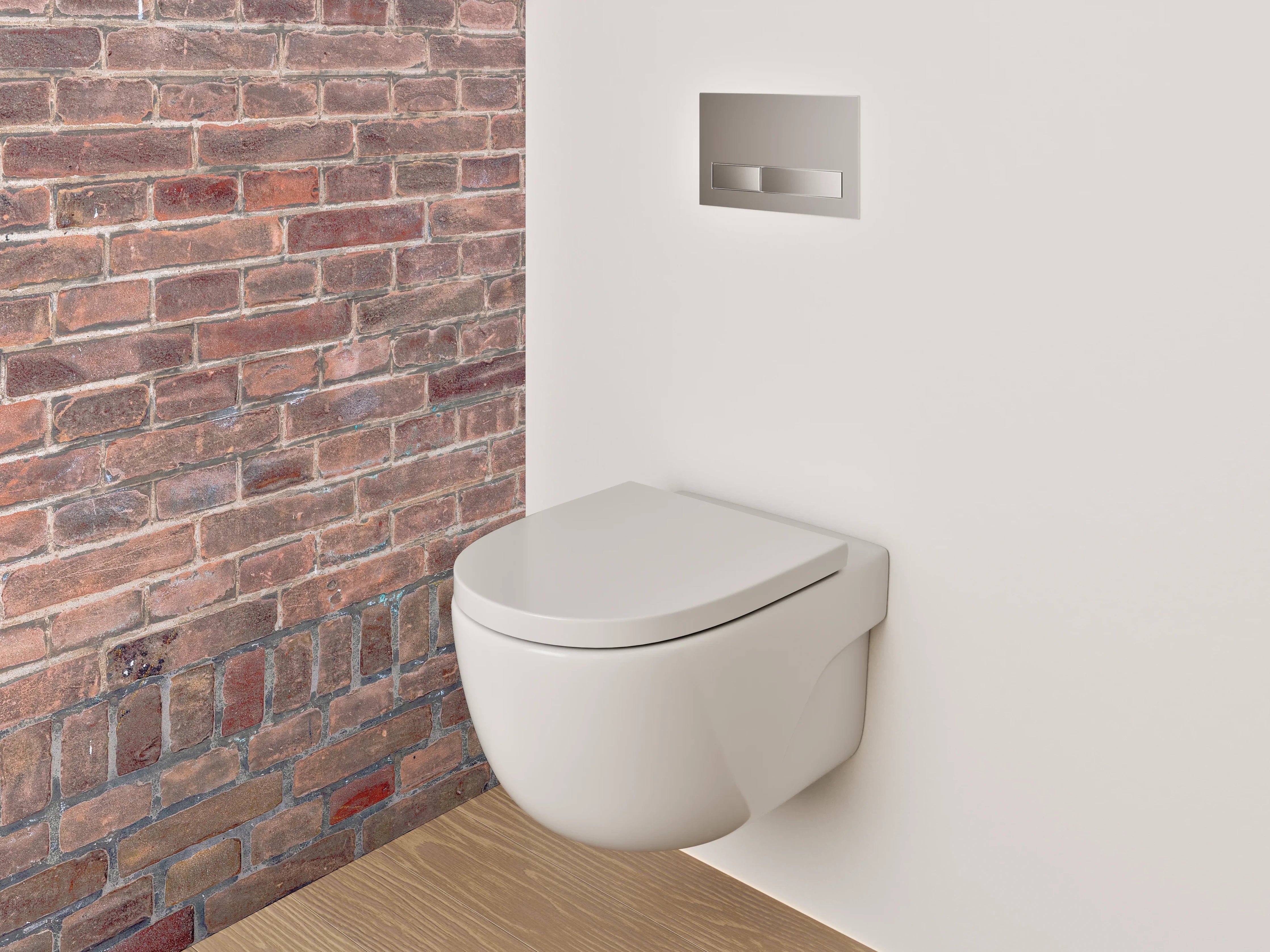 WC-Rückwand - Graue Backsteinwand in Weiß