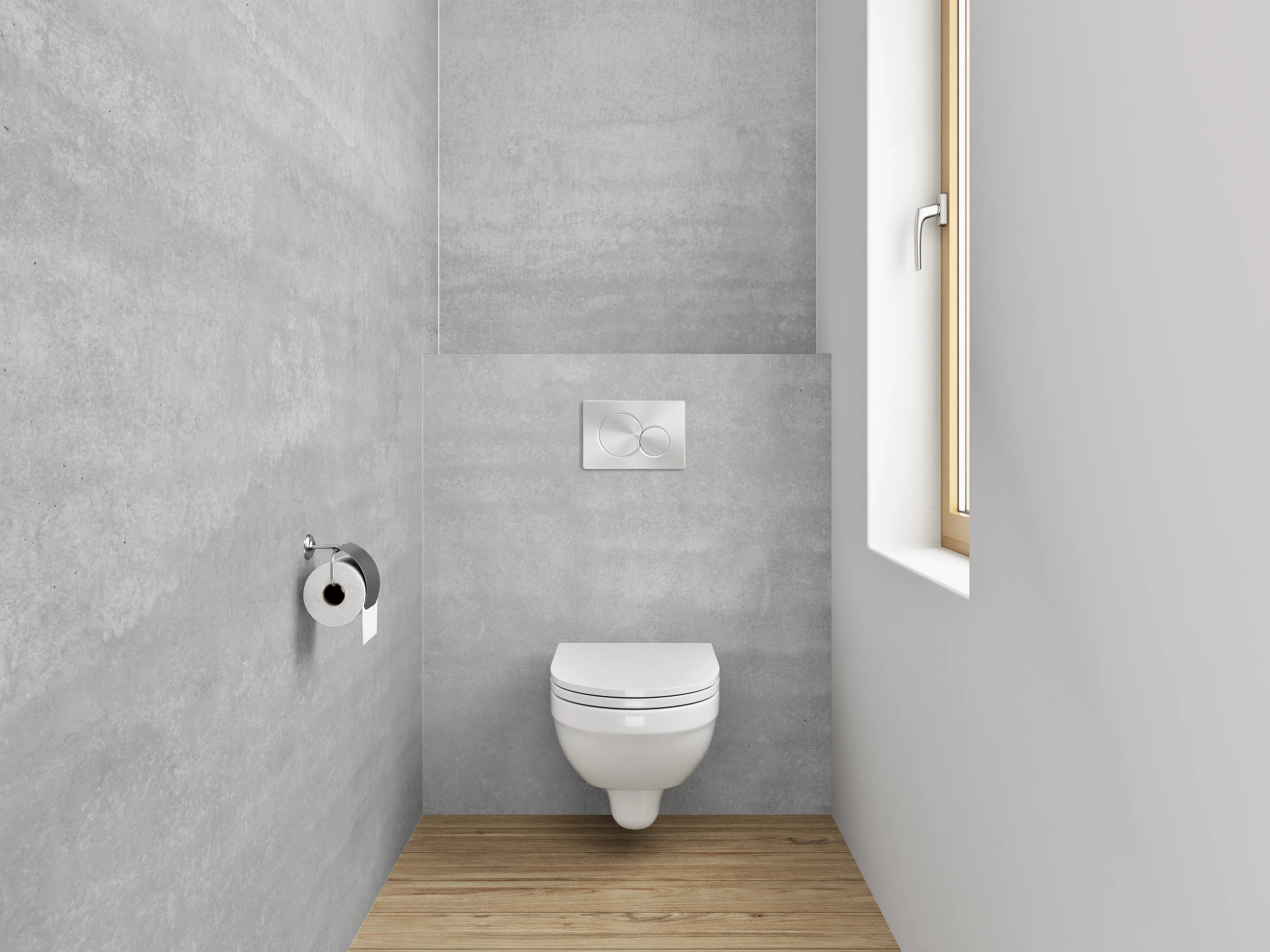 WC-Rückwand - Graue Betonwand mit feiner Textur