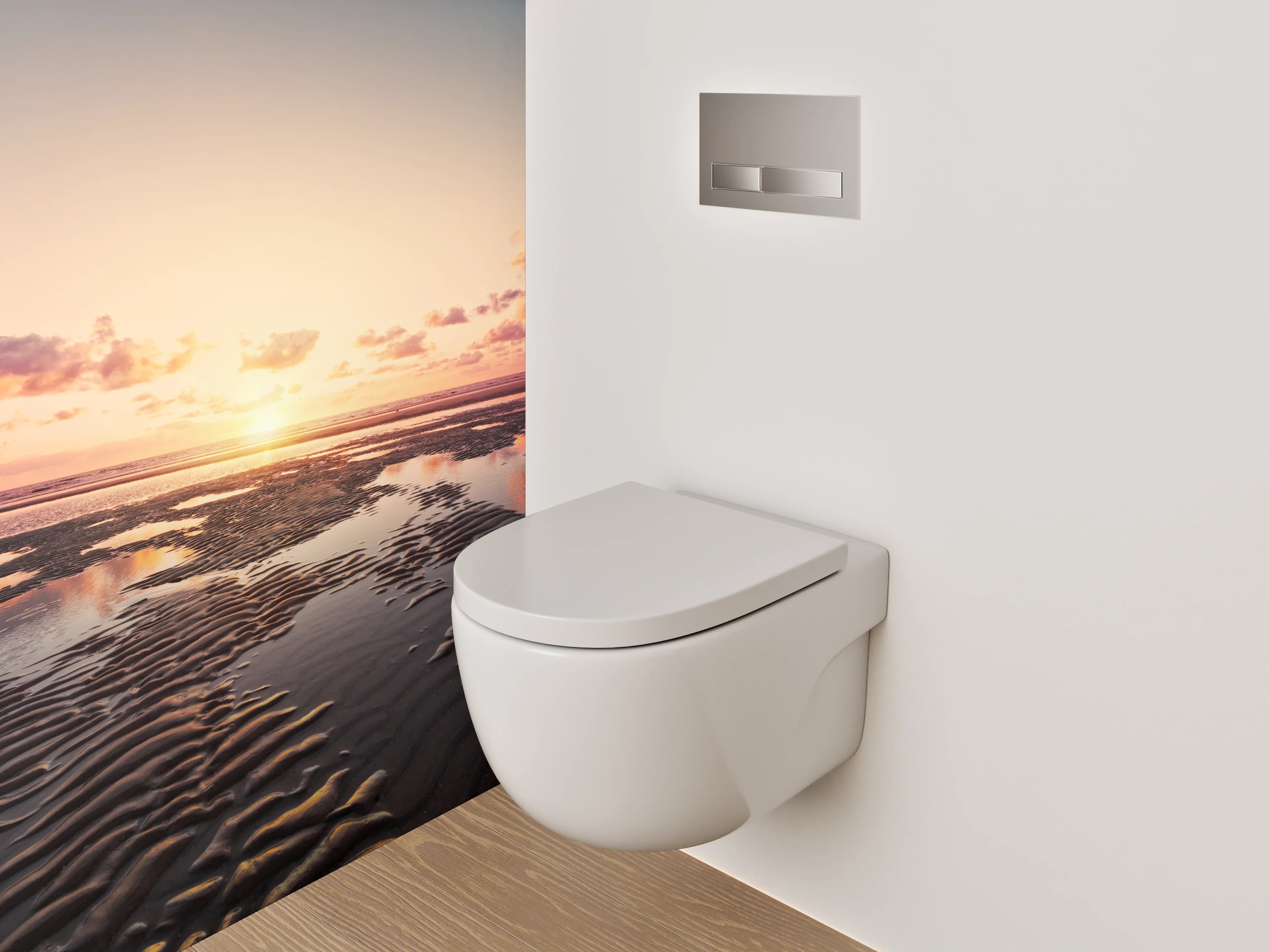 WC-Rückwand - Graue Dämmerung über weißem Strand