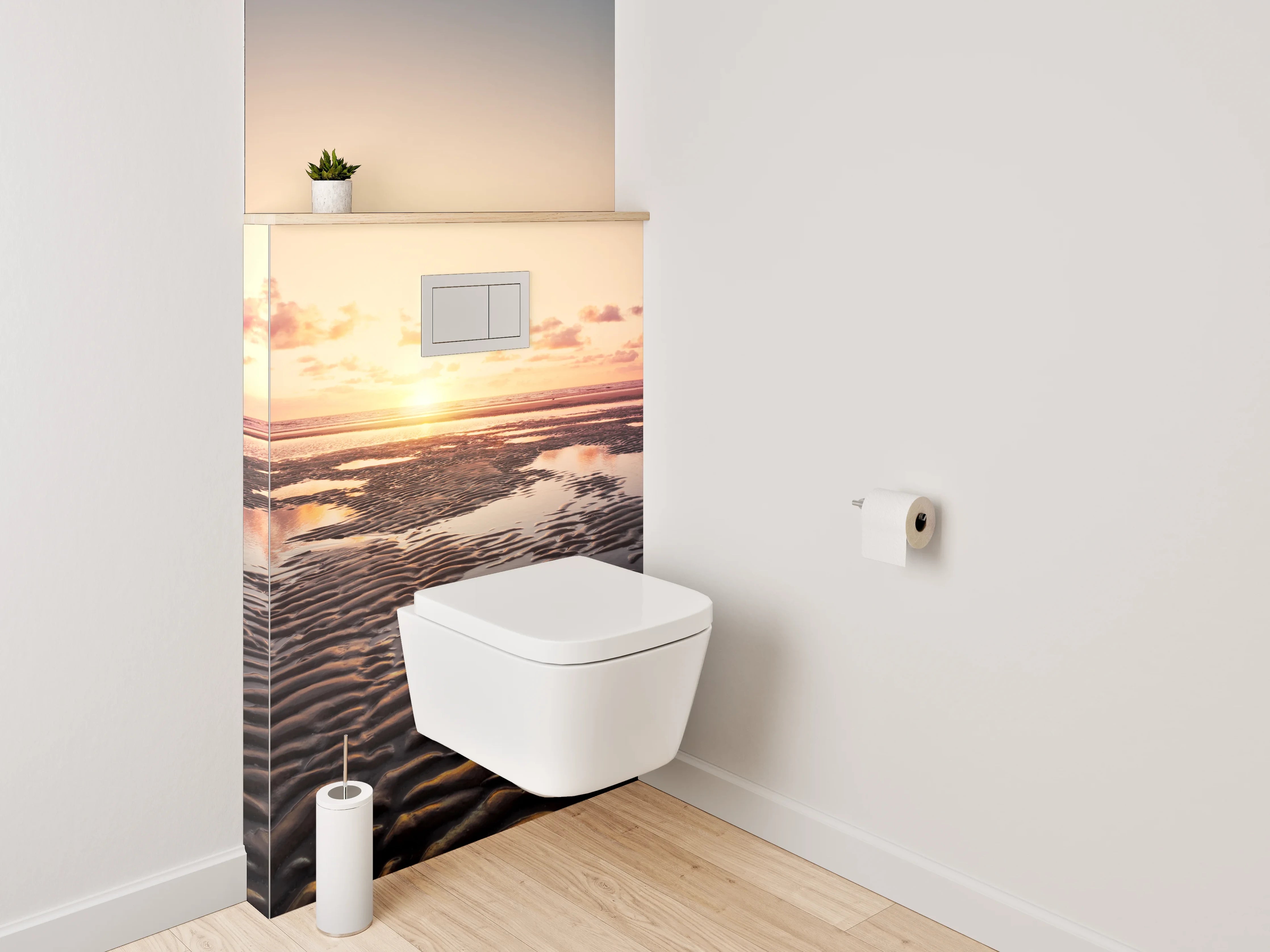 WC-Rückwand - Graue Dämmerung über weißem Strand