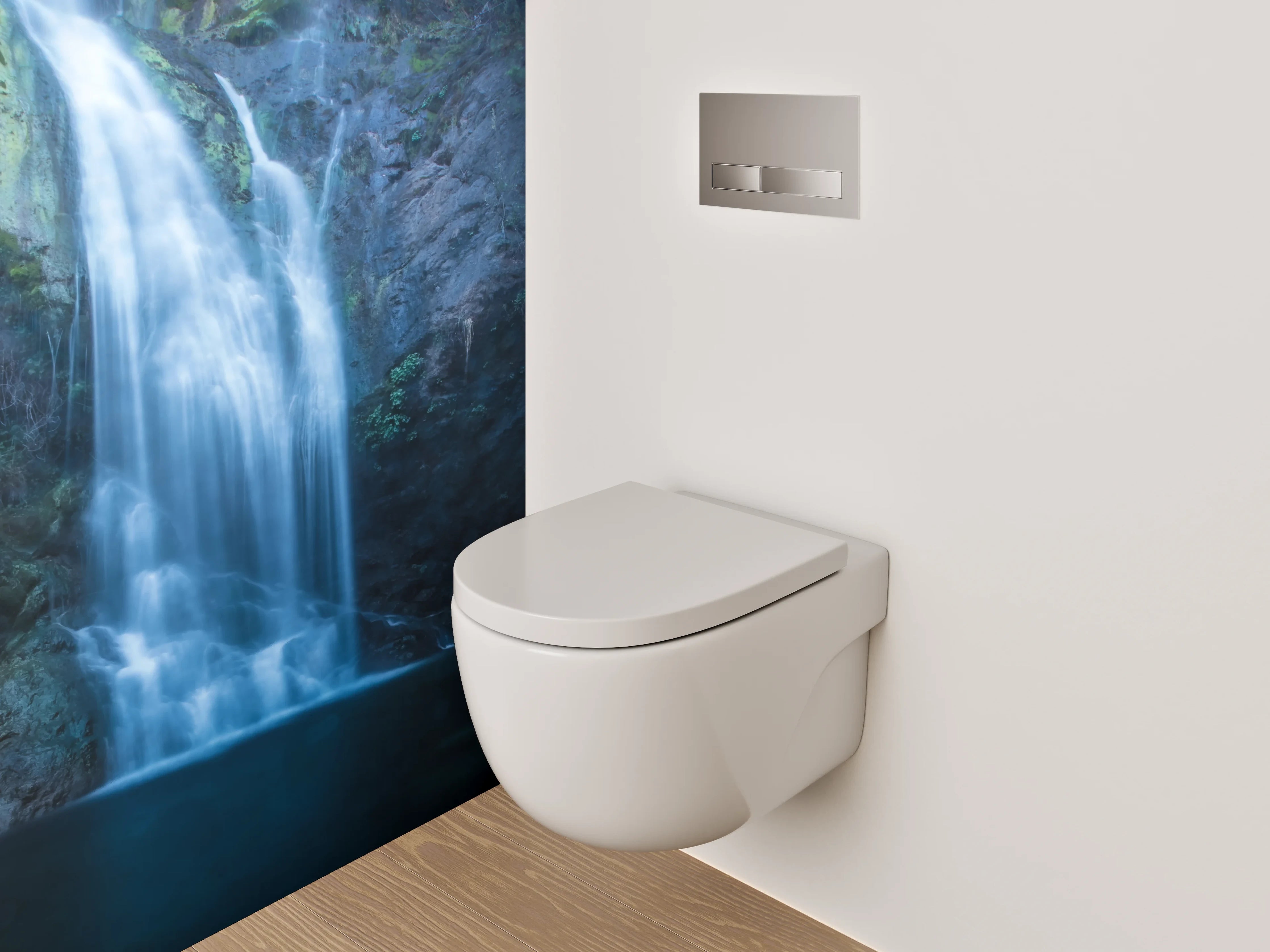 WC-Rückwand - Graue Gischt am weißen Wasserfall