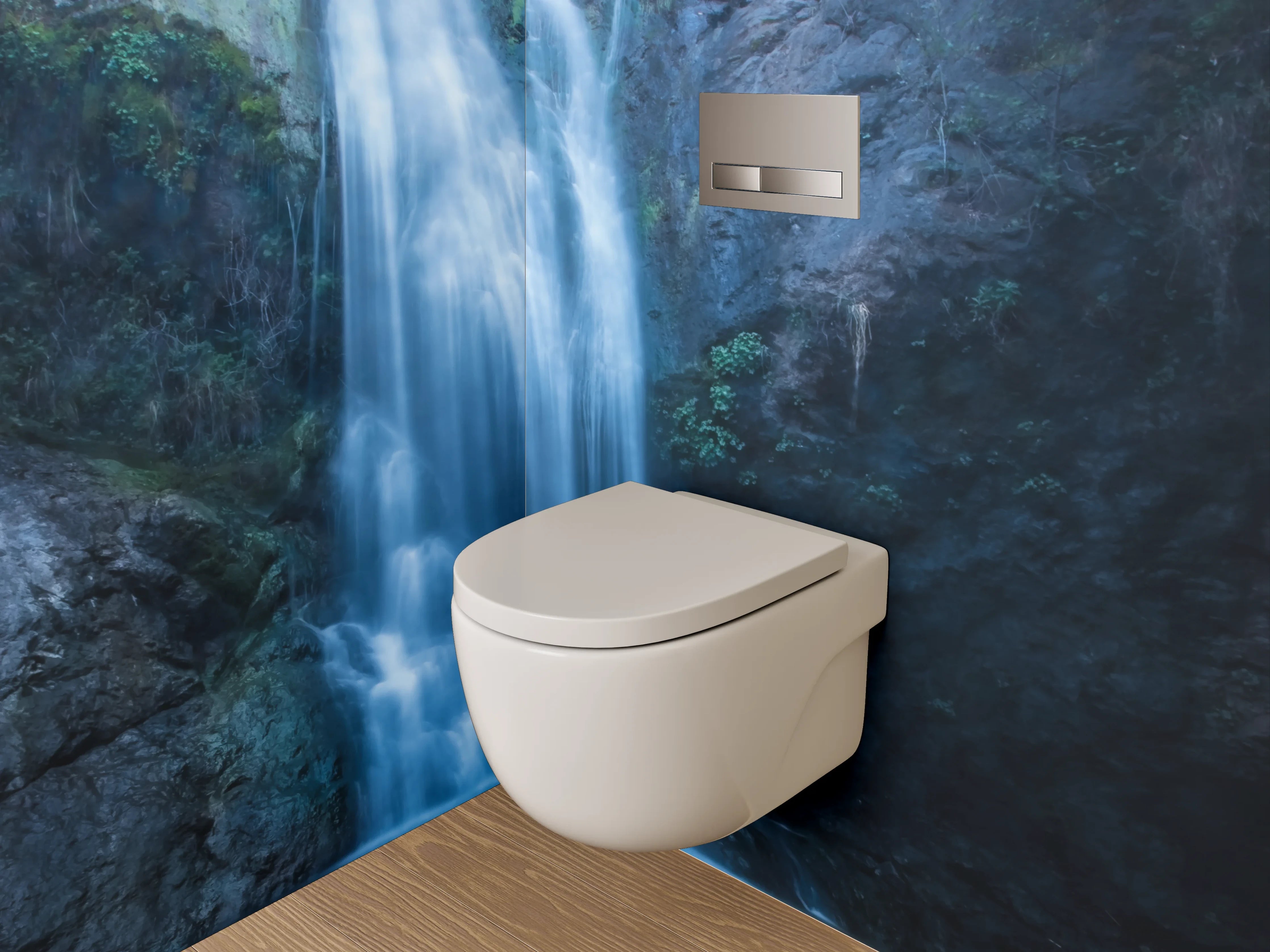 WC-Rückwand - Graue Gischt am weißen Wasserfall