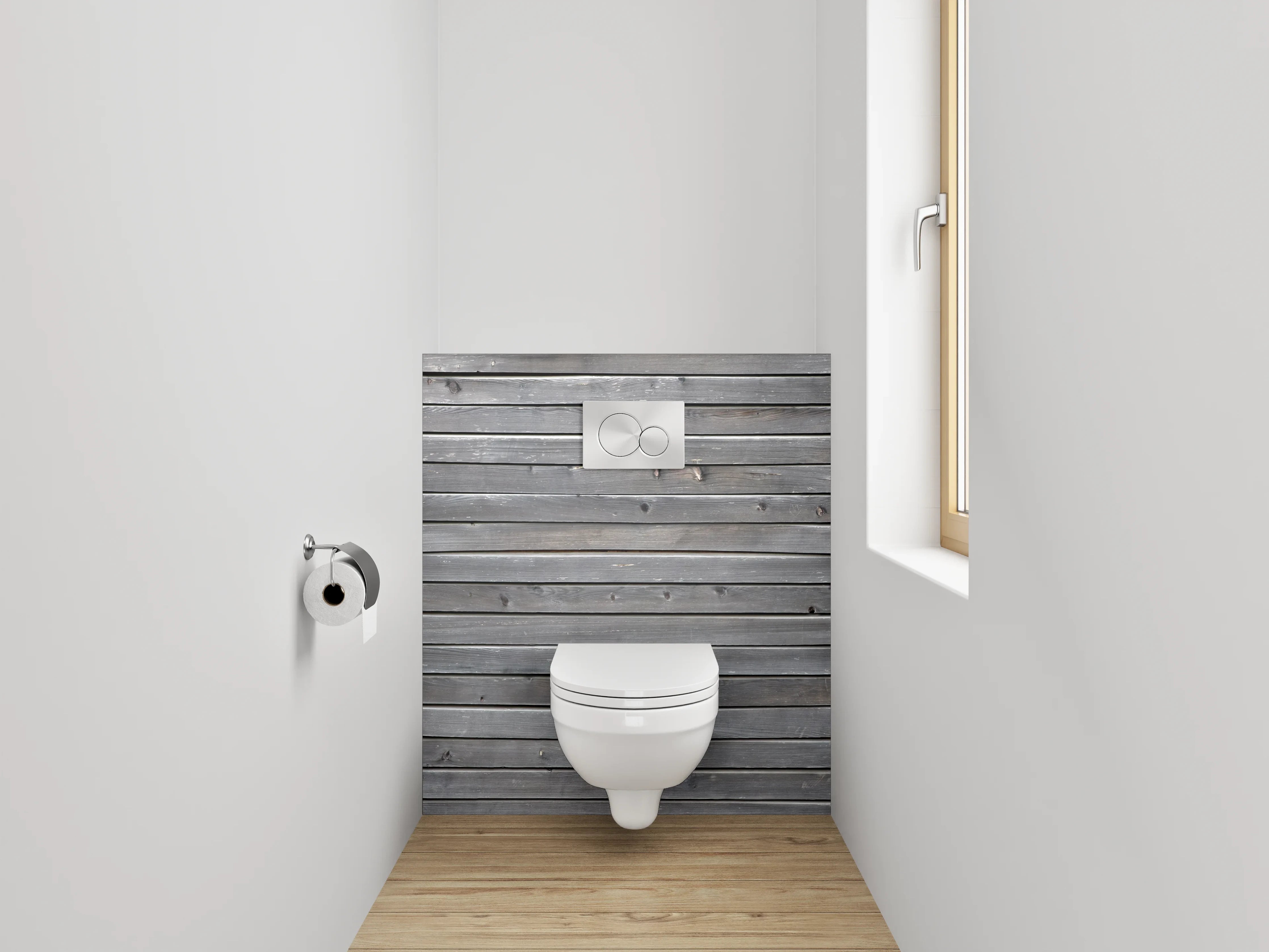 WC-Rückwand - Graue Holzlatten Struktur Wandbild