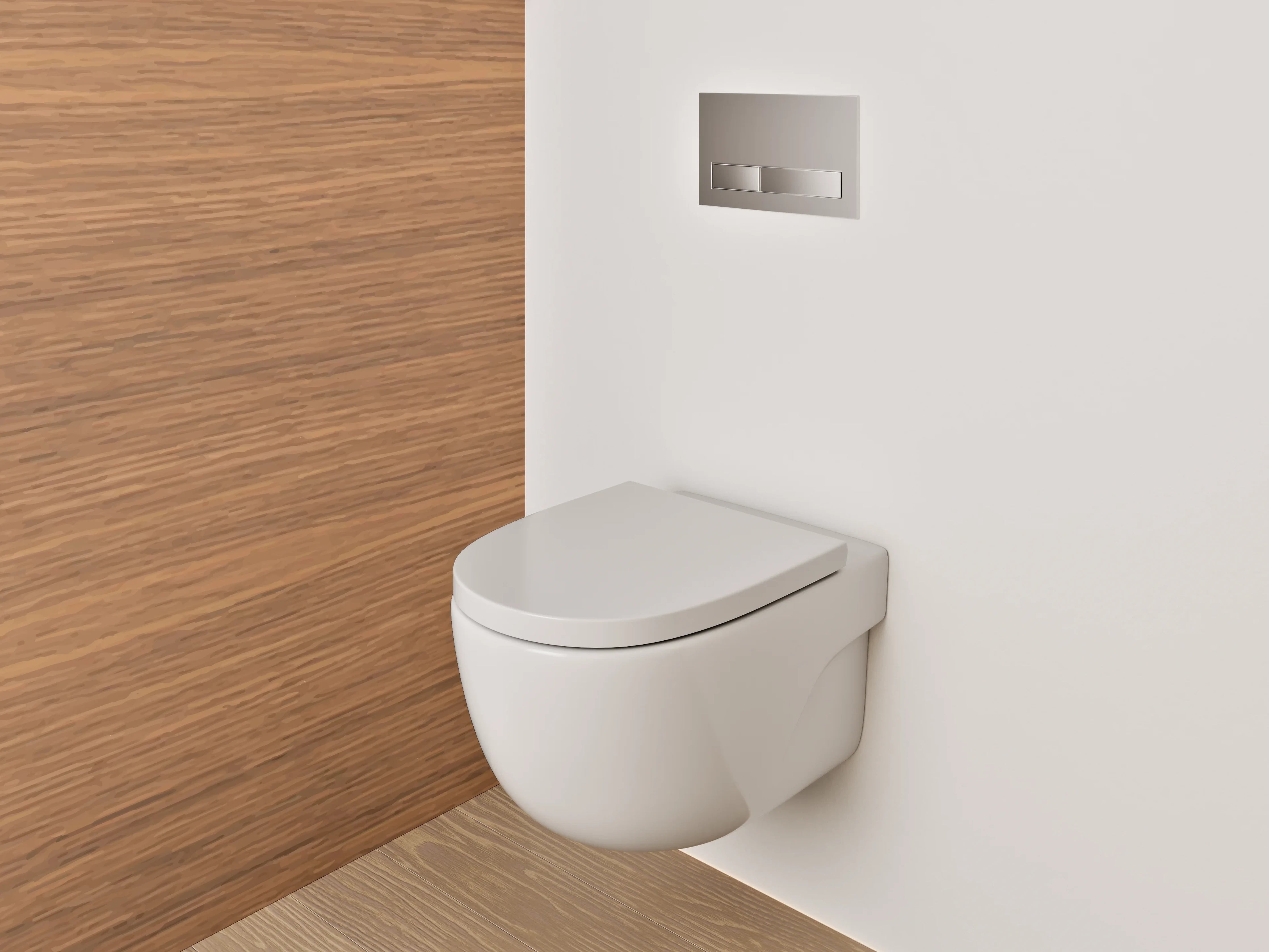 WC-Rückwand - Graue Holzoptik in warmen Brauntönen