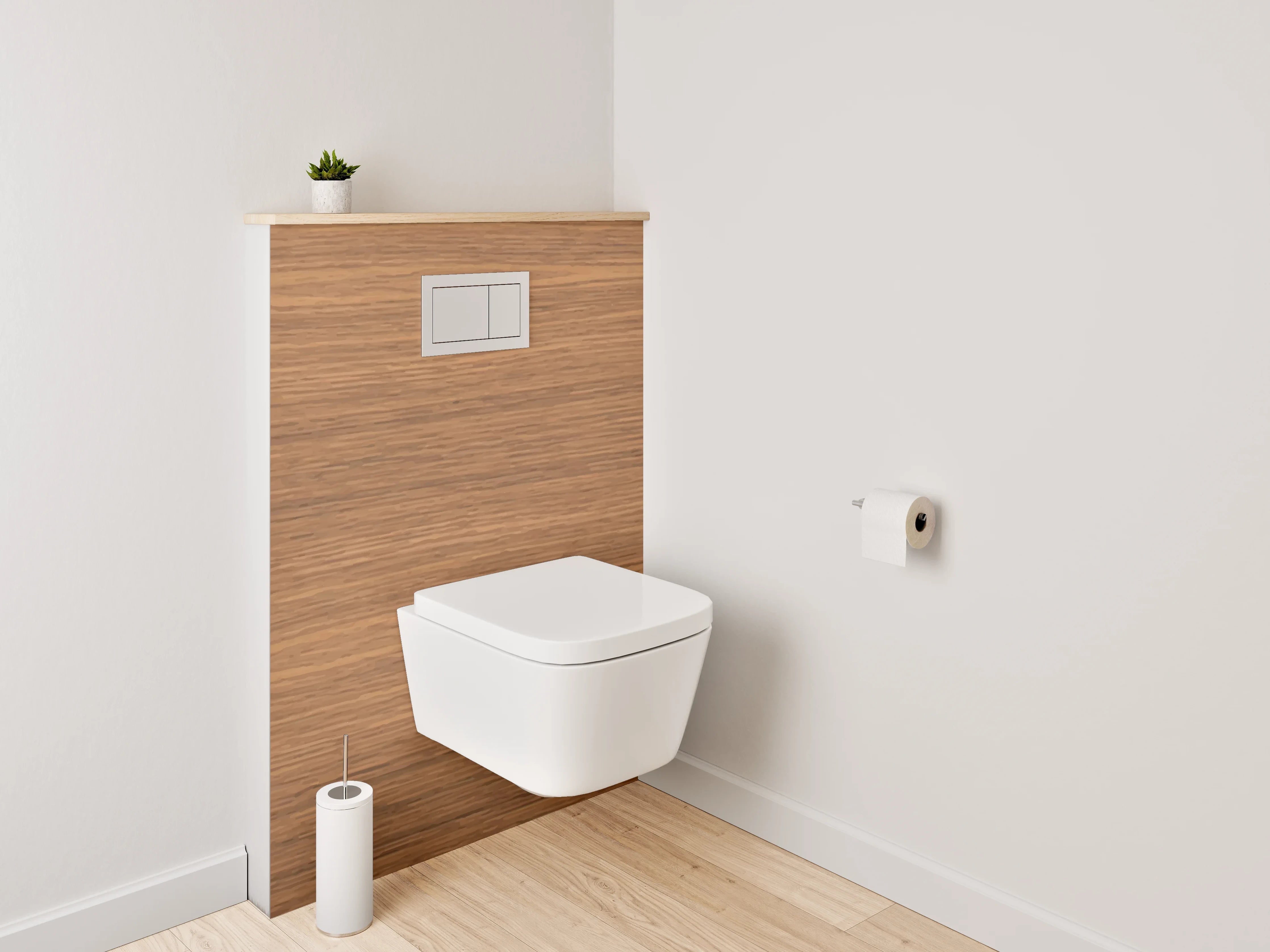 WC-Rückwand - Graue Holzoptik in warmen Brauntönen