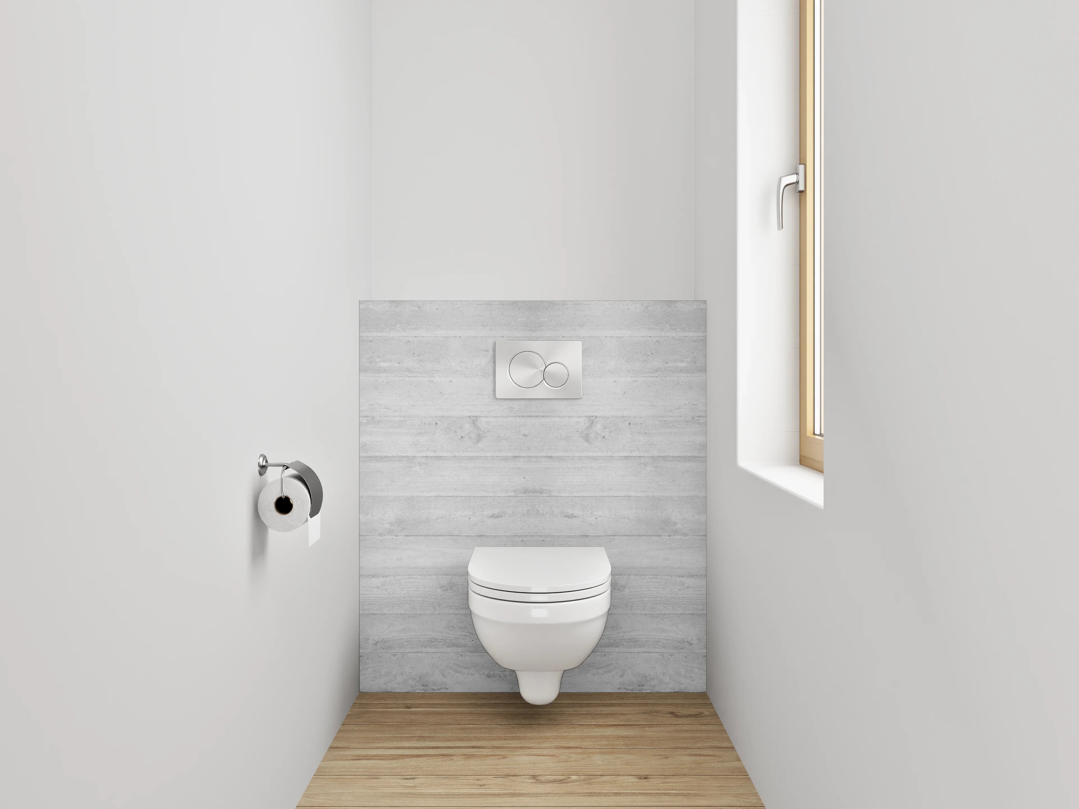 WC-Rückwand - Graue Holzpaneel-Wand im modernen Stil