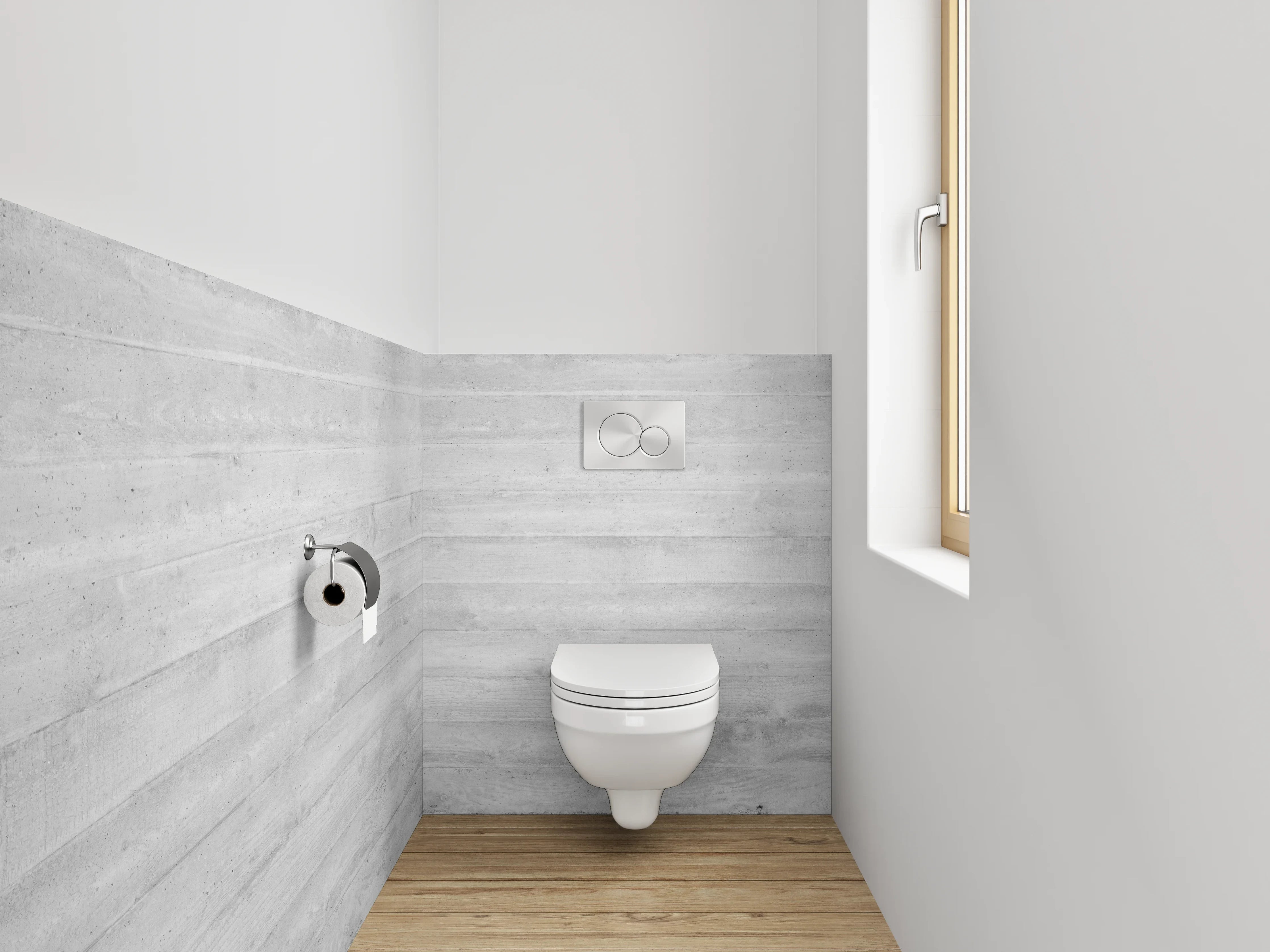 WC-Rückwand - Graue Holzpaneel-Wand im modernen Stil