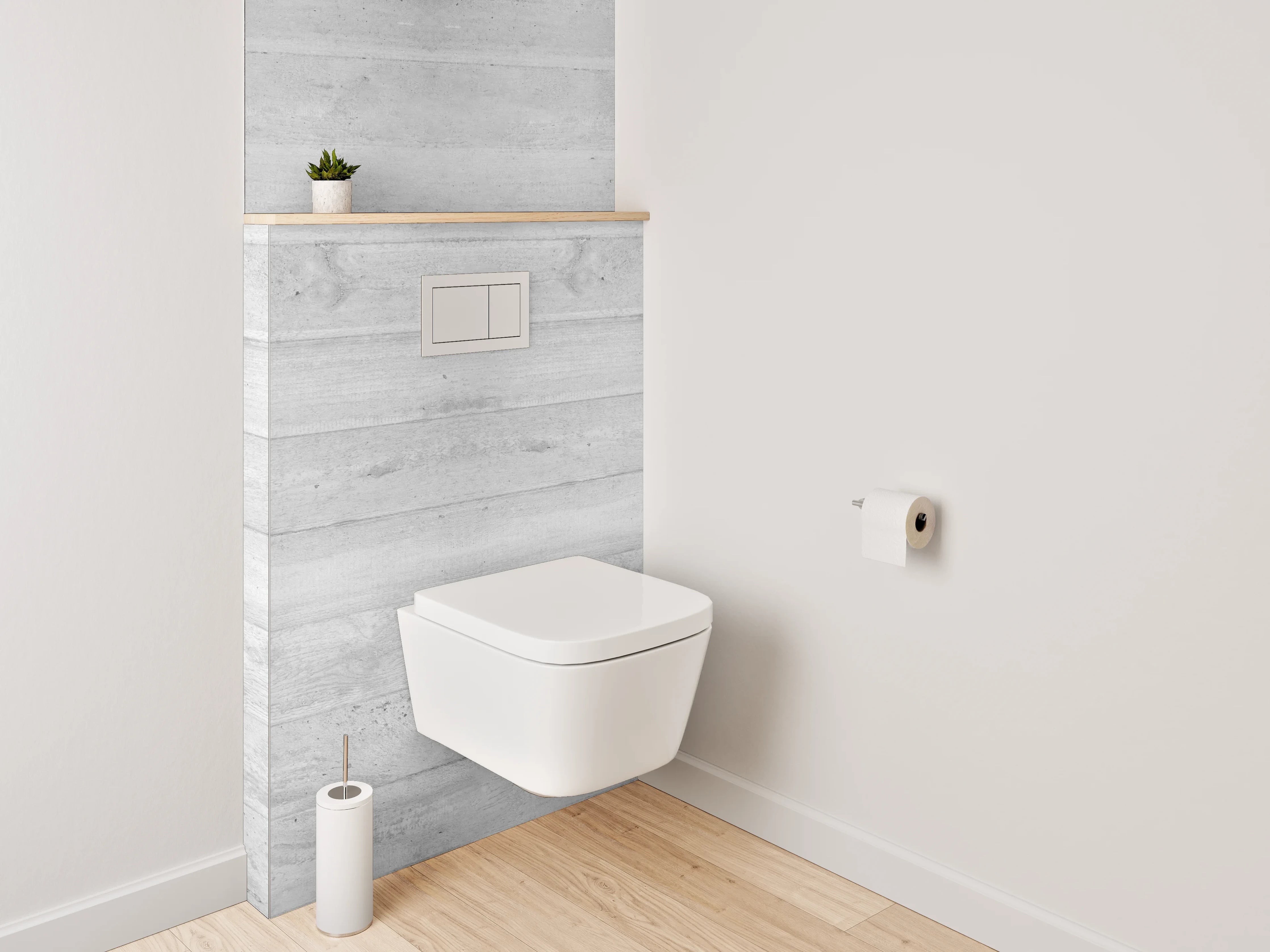 WC-Rückwand - Graue Holzpaneel-Wand im modernen Stil