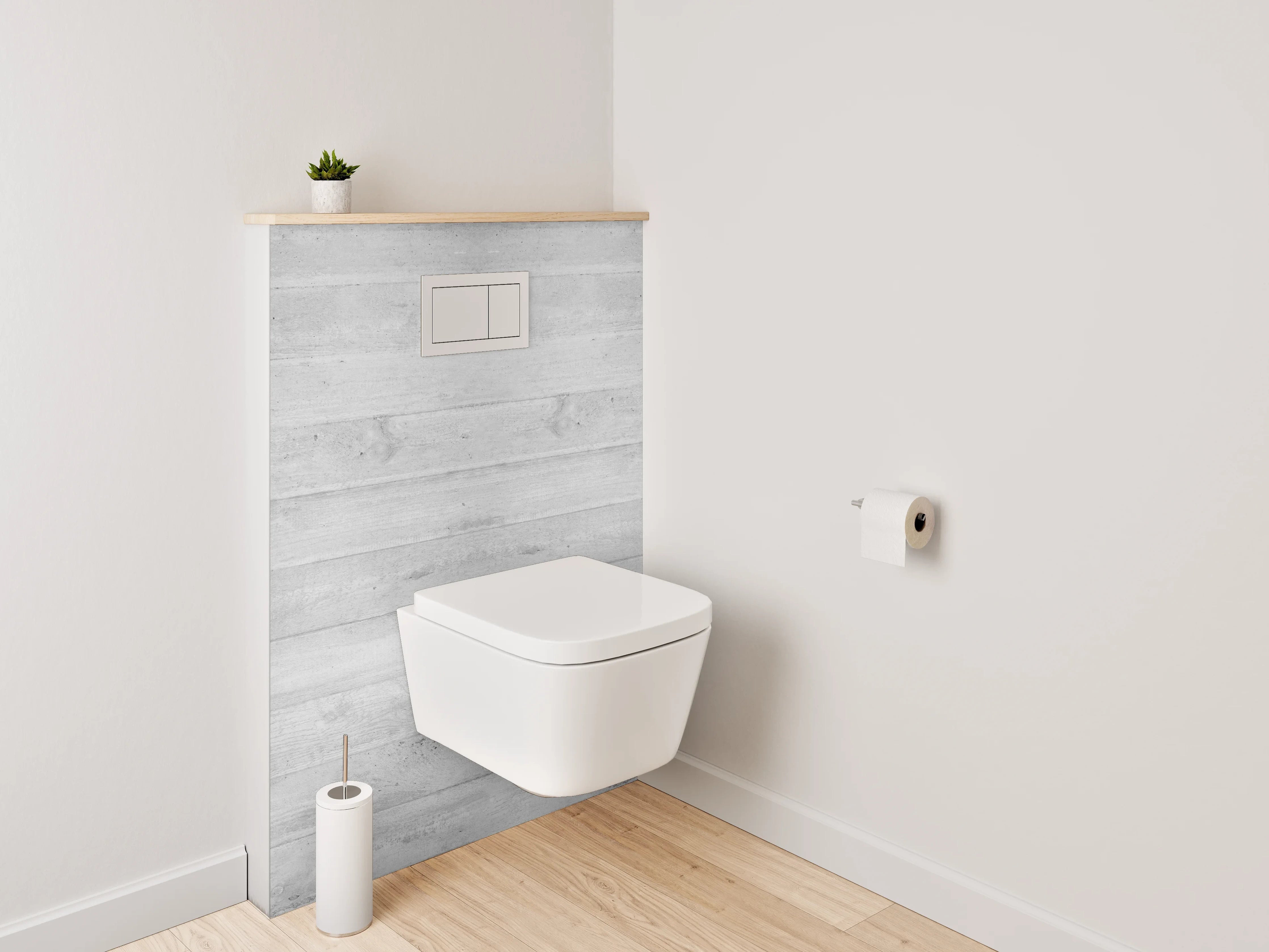 WC-Rückwand - Graue Holzpaneel-Wand im modernen Stil