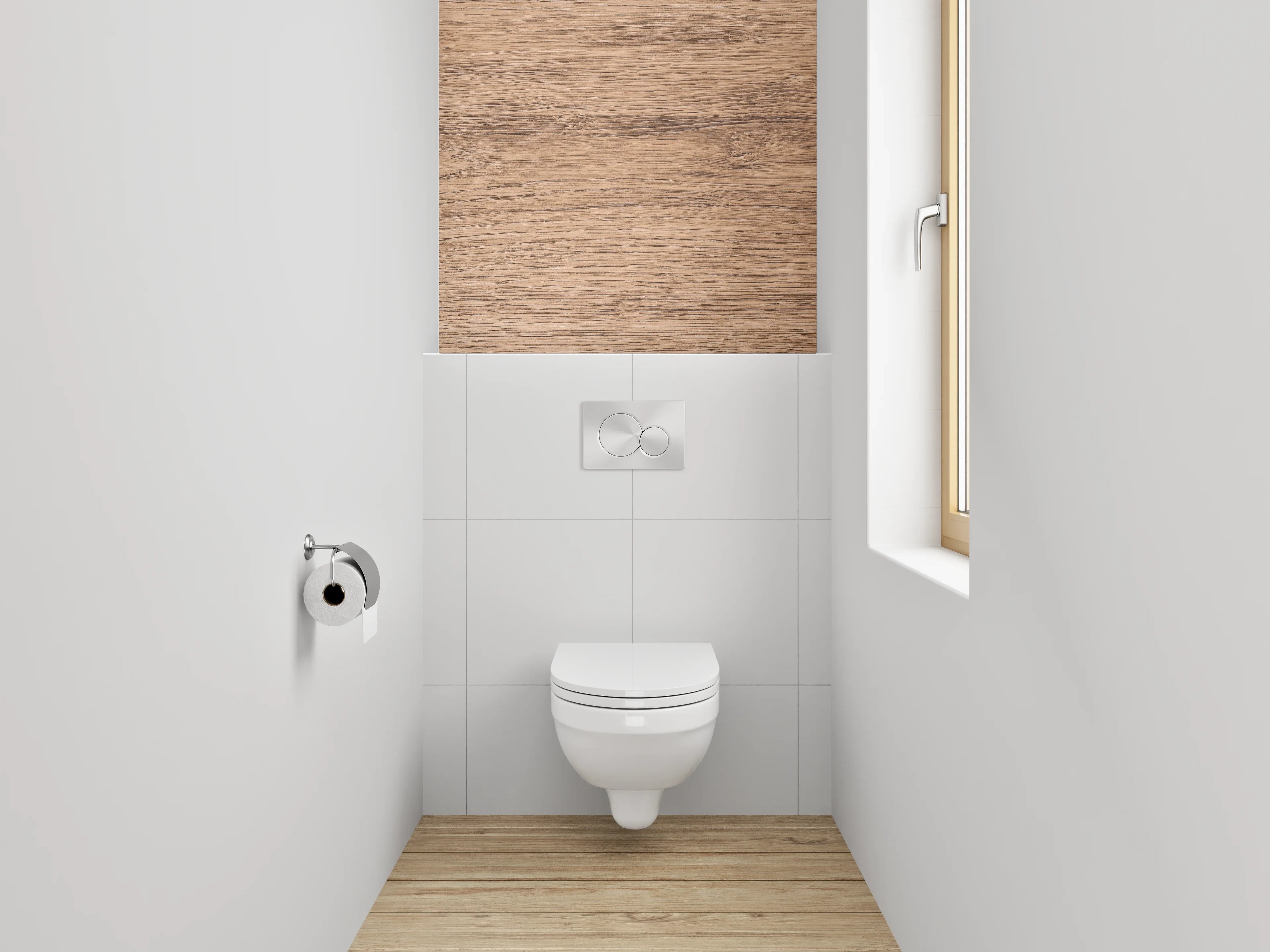 WC-Rückwand - Graue Holzstruktur-Ästhetik