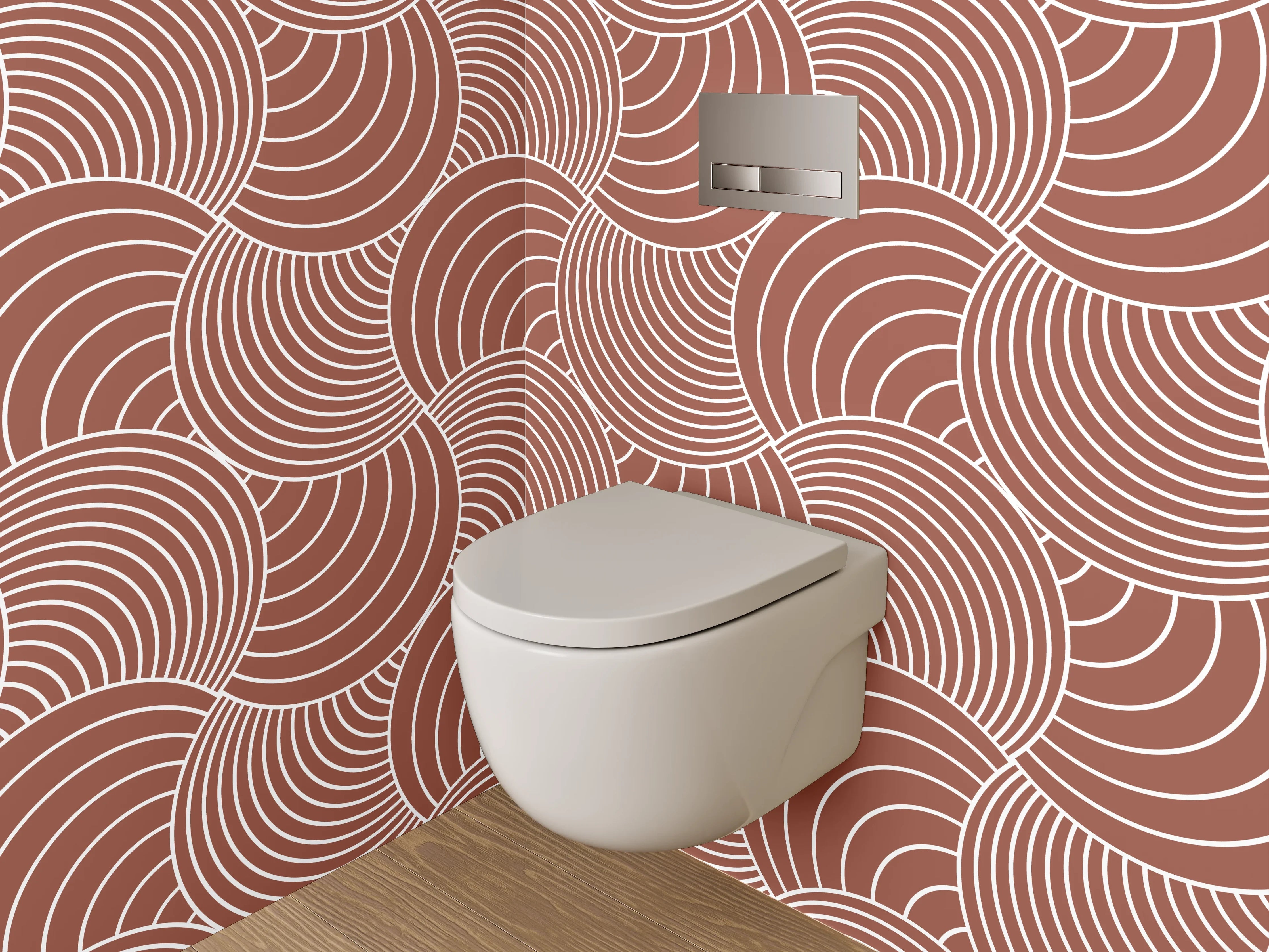 WC-Rückwand - Graue Linien – Weiße Muster