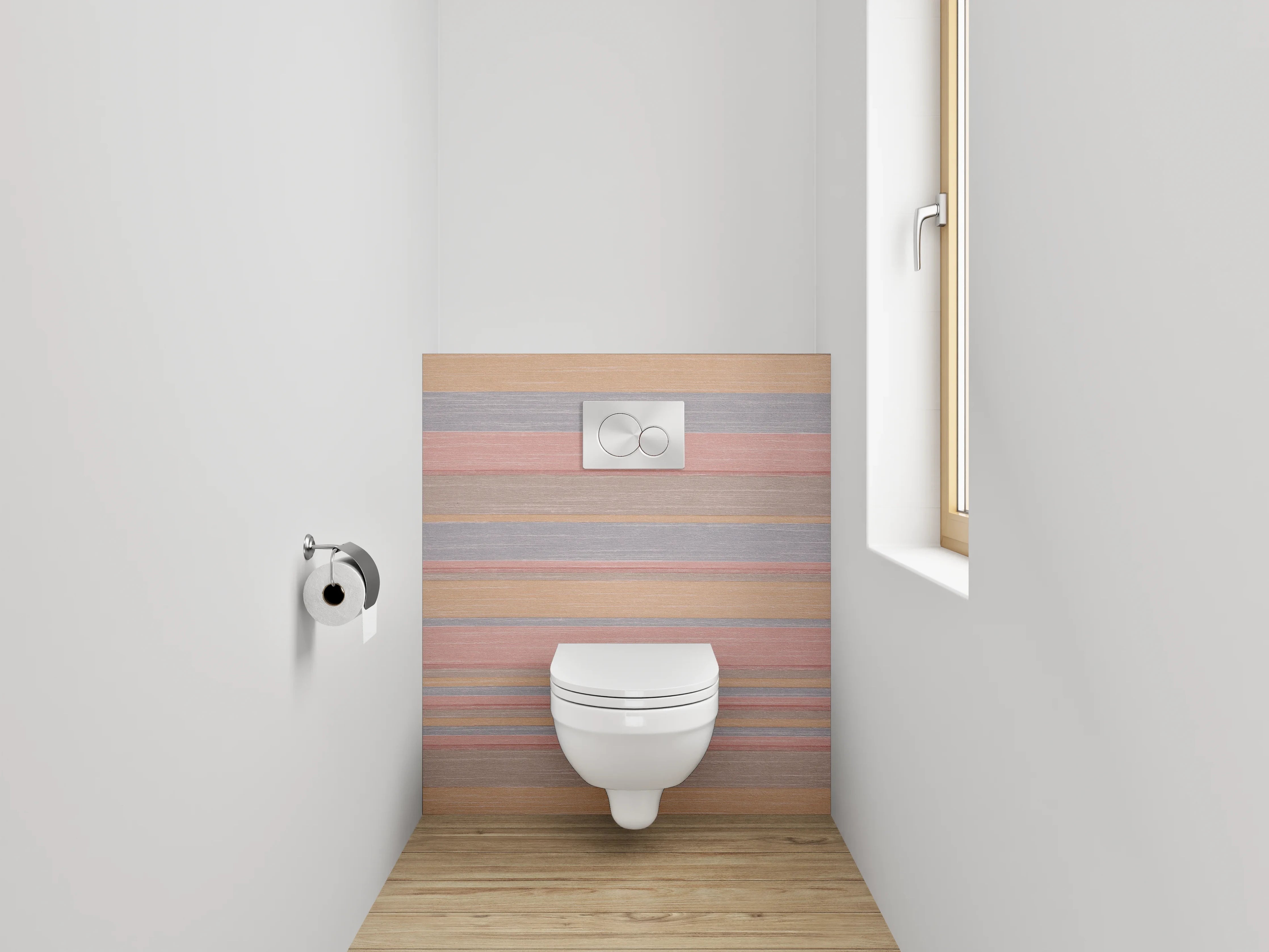 WC-Rückwand - Graue Linienpoesie auf Weiß