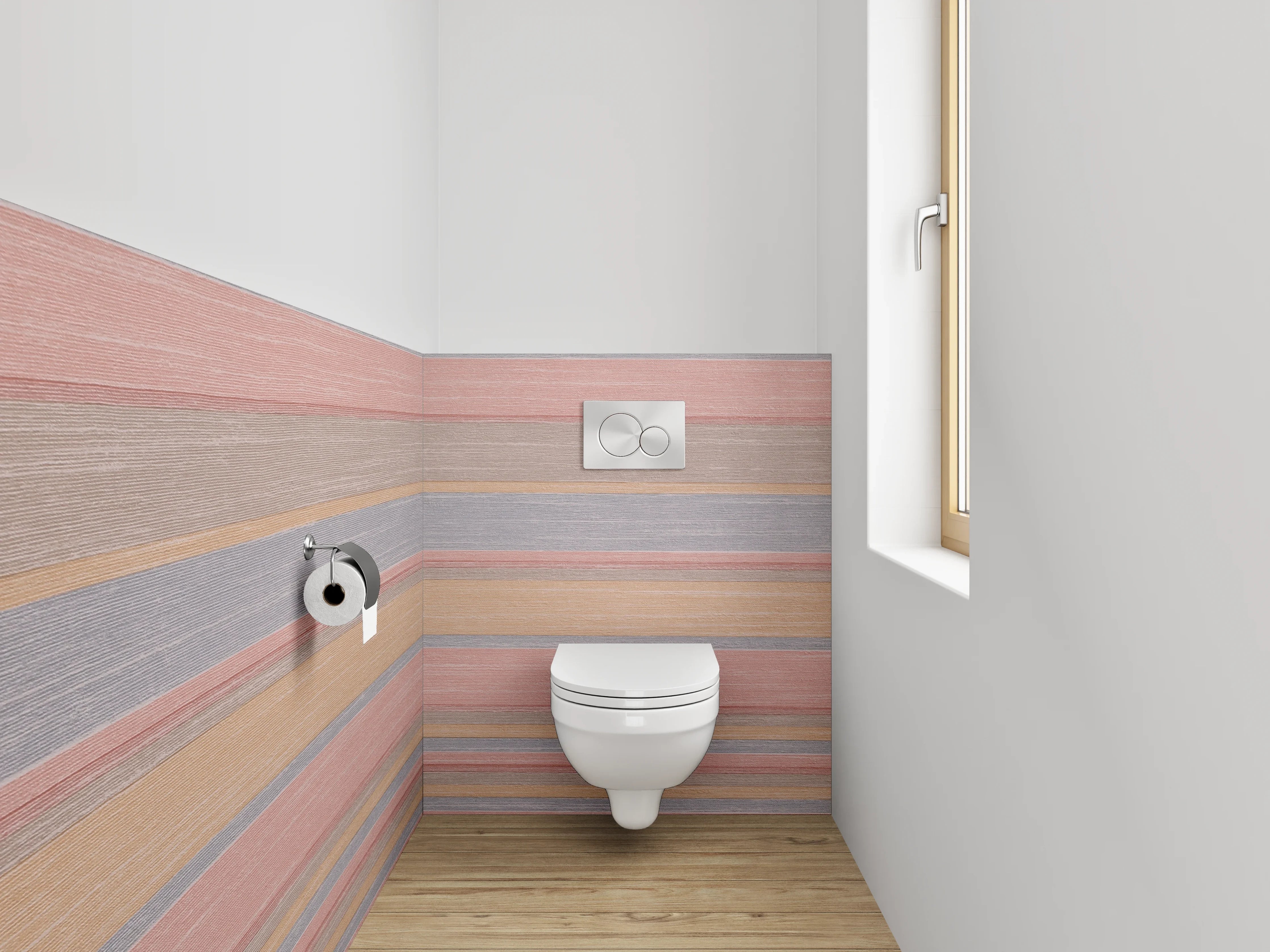 WC-Rückwand - Graue Linienpoesie auf Weiß