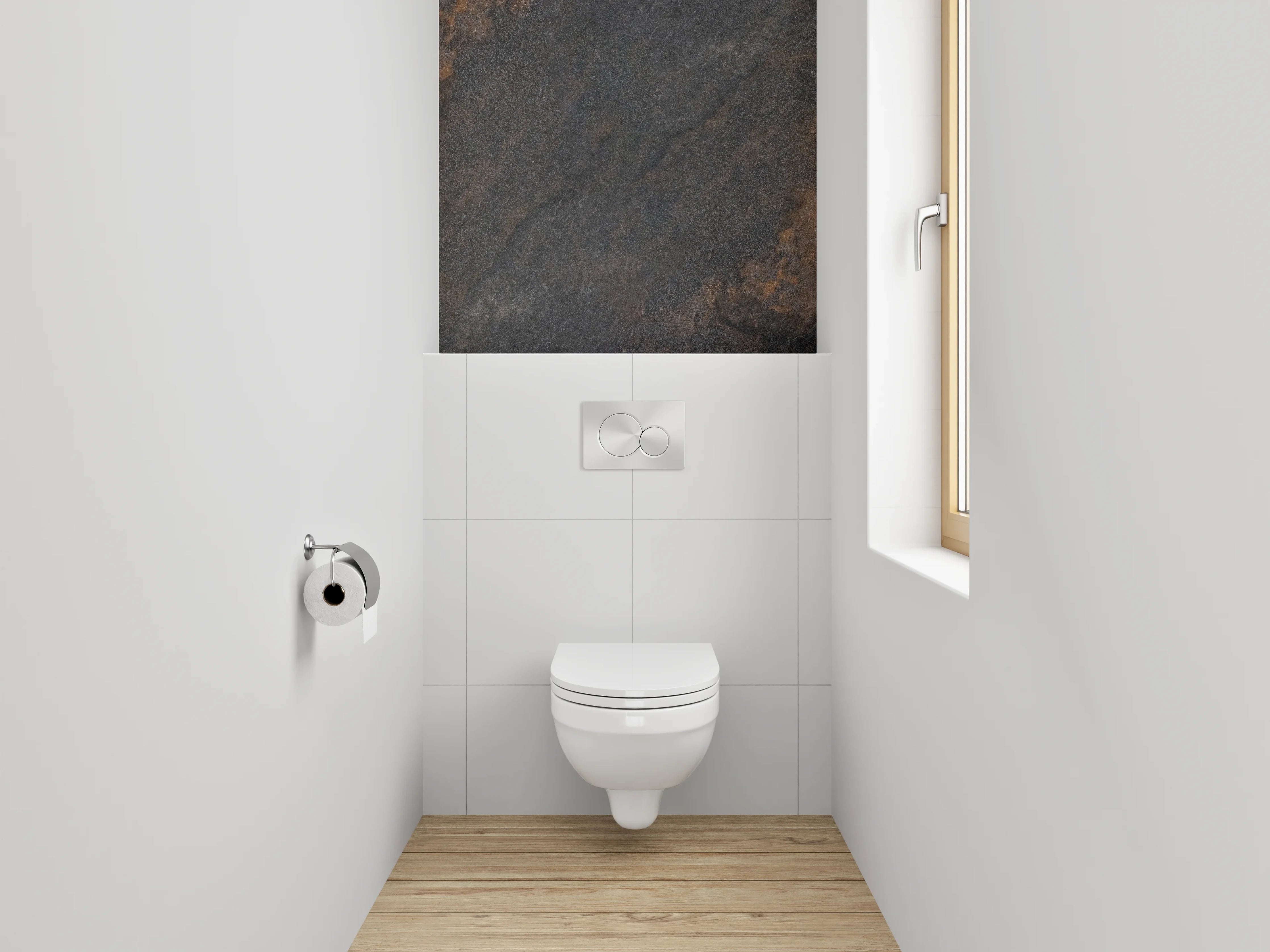 WC-Rückwand - Graue Marmor-Textur mit Weißnuancen