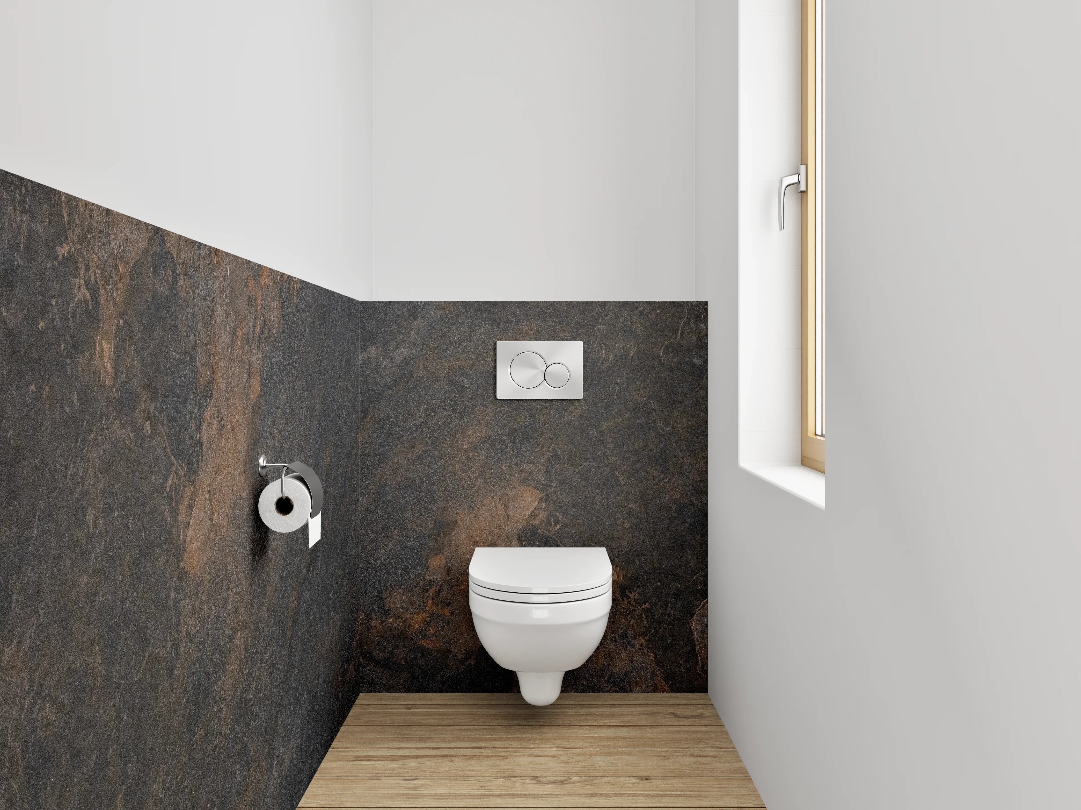 WC-Rückwand - Graue Marmor-Textur mit Weißnuancen