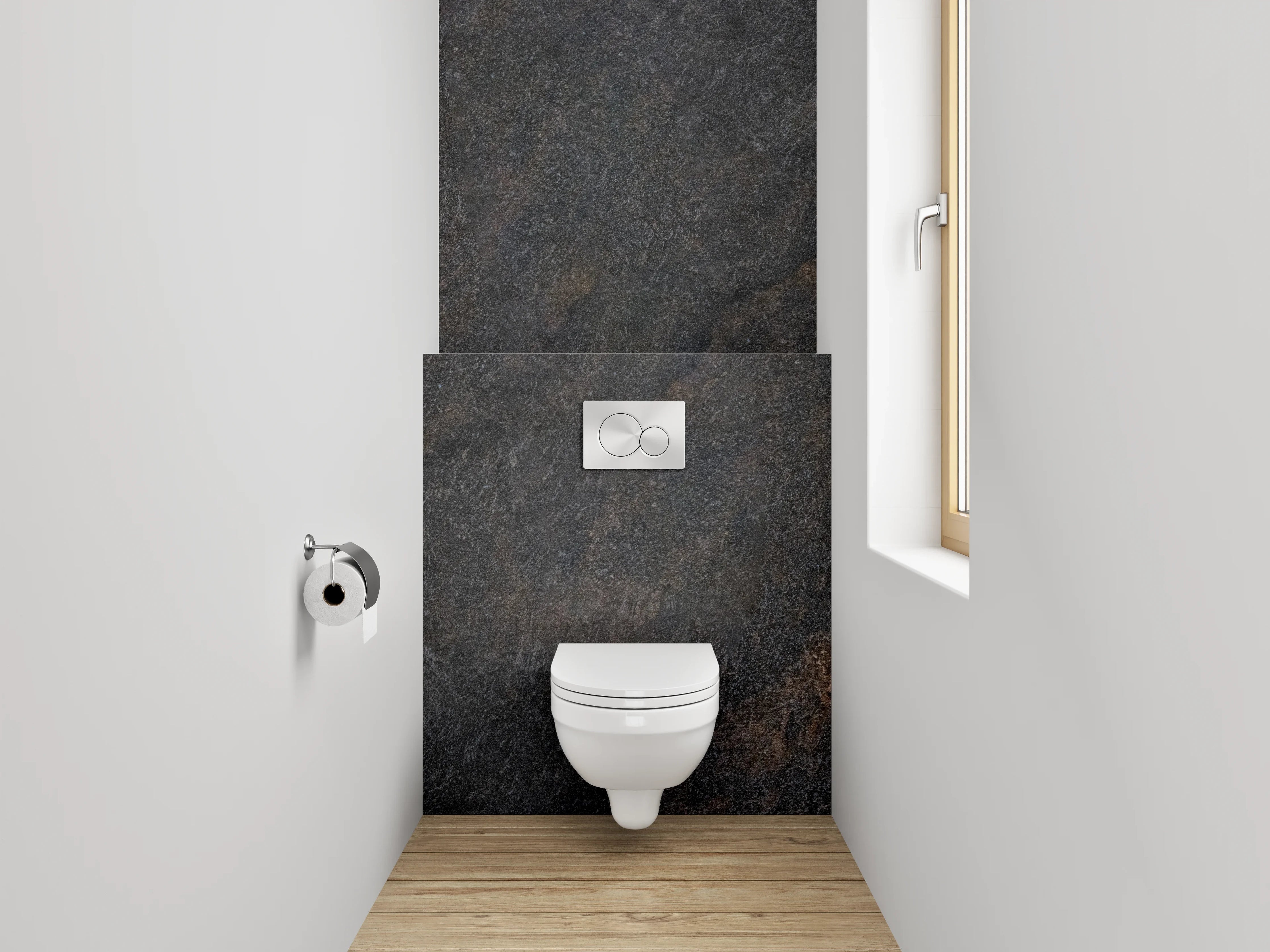 WC-Rückwand - Graue Marmor-Textur mit Weißnuancen