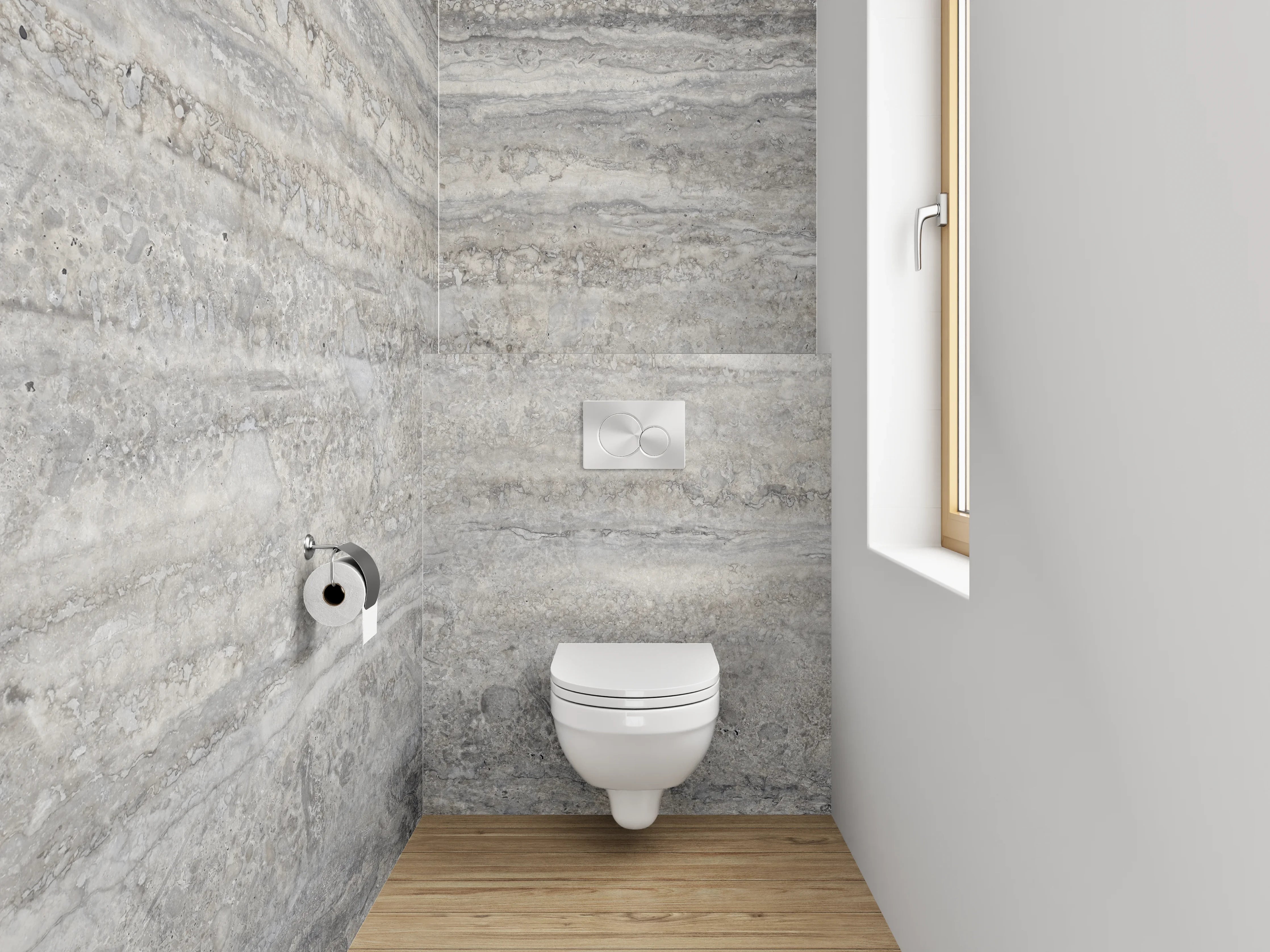 WC-Rückwand - Graue Marmor-Textur mit feinen Linien
