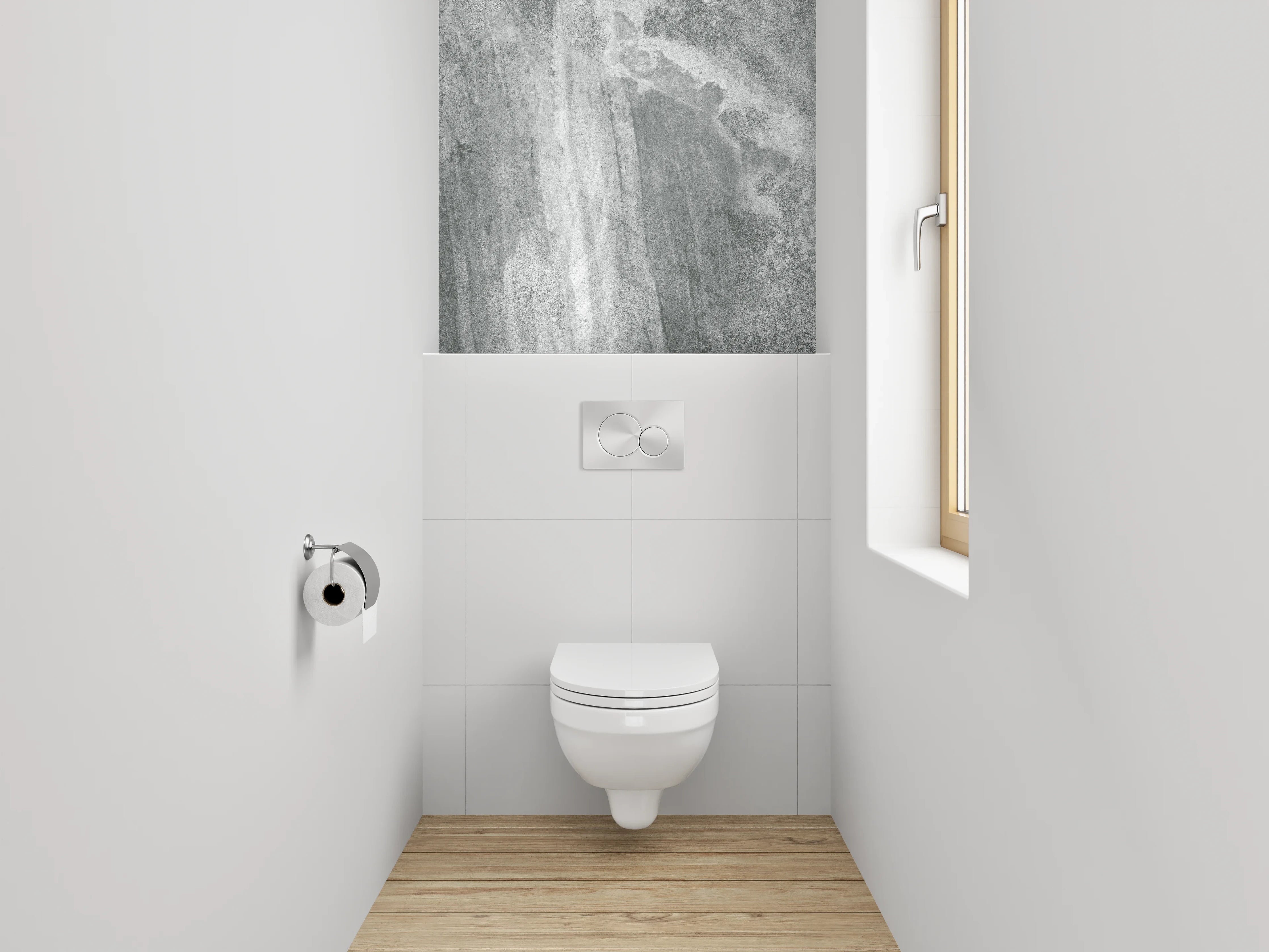WC-Rückwand - Graue Marmorstruktur Effekt Wandbild