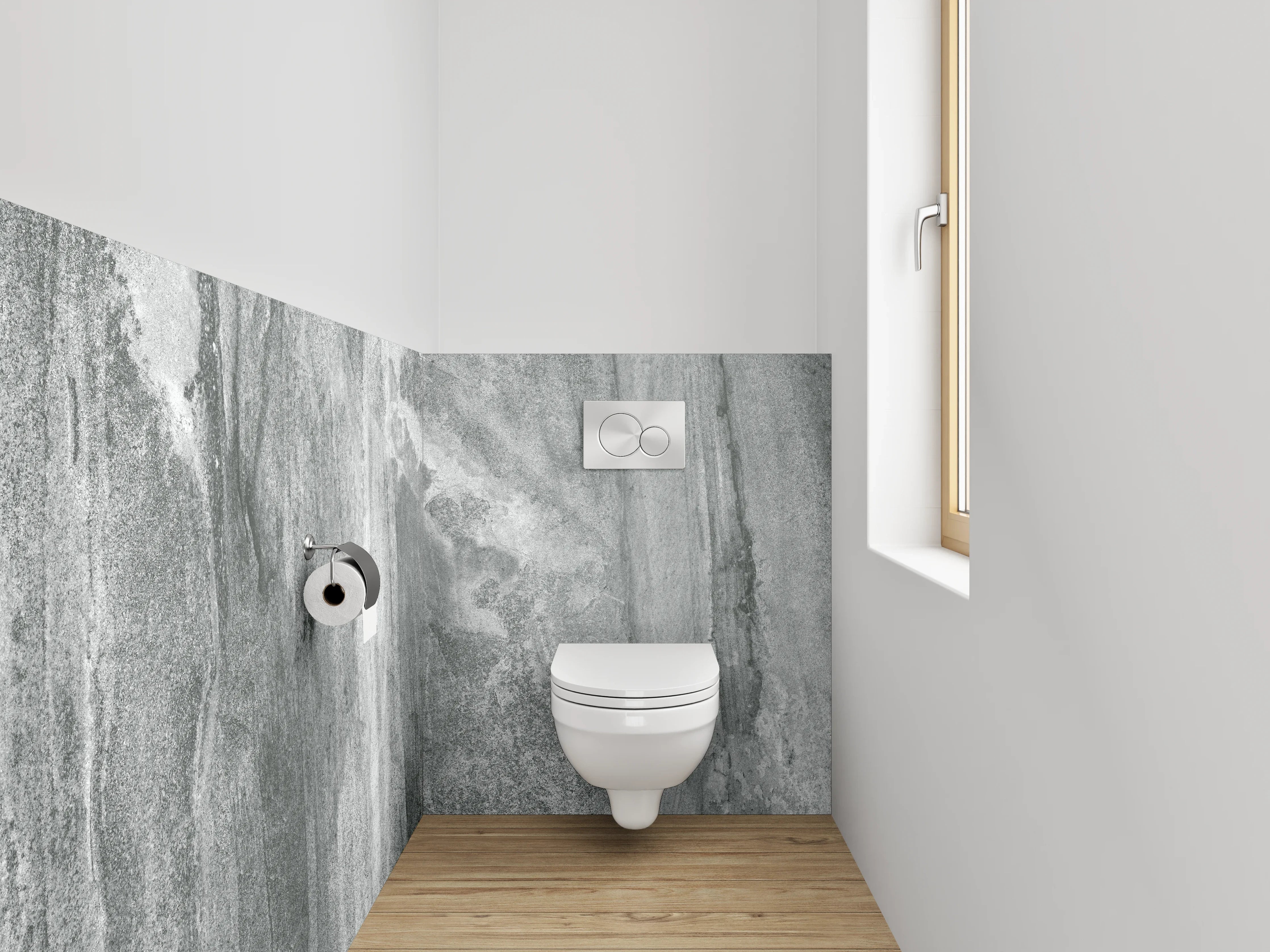 WC-Rückwand - Graue Marmorstruktur Effekt Wandbild