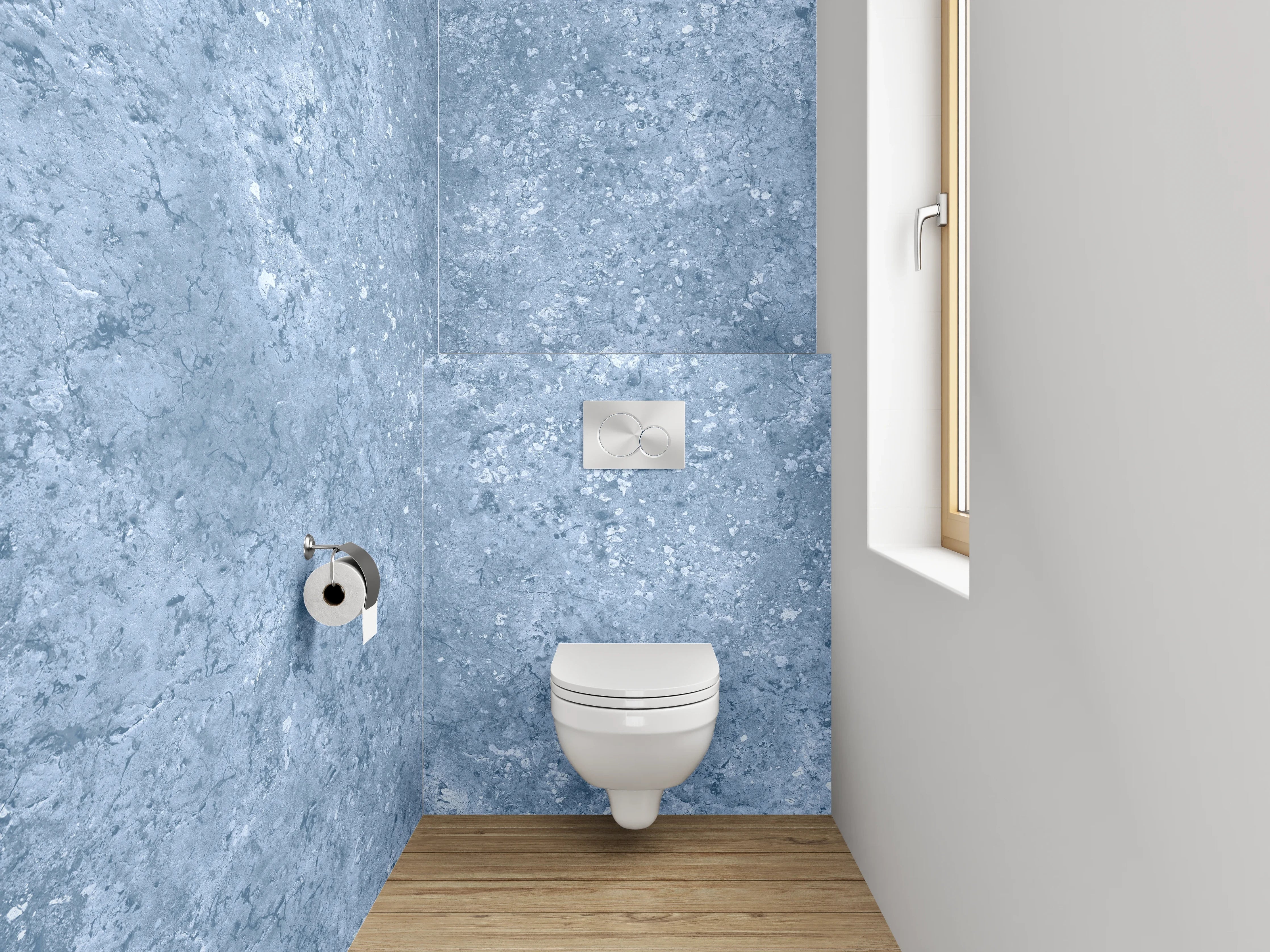 WC-Rückwand - Graue Marmorwellen