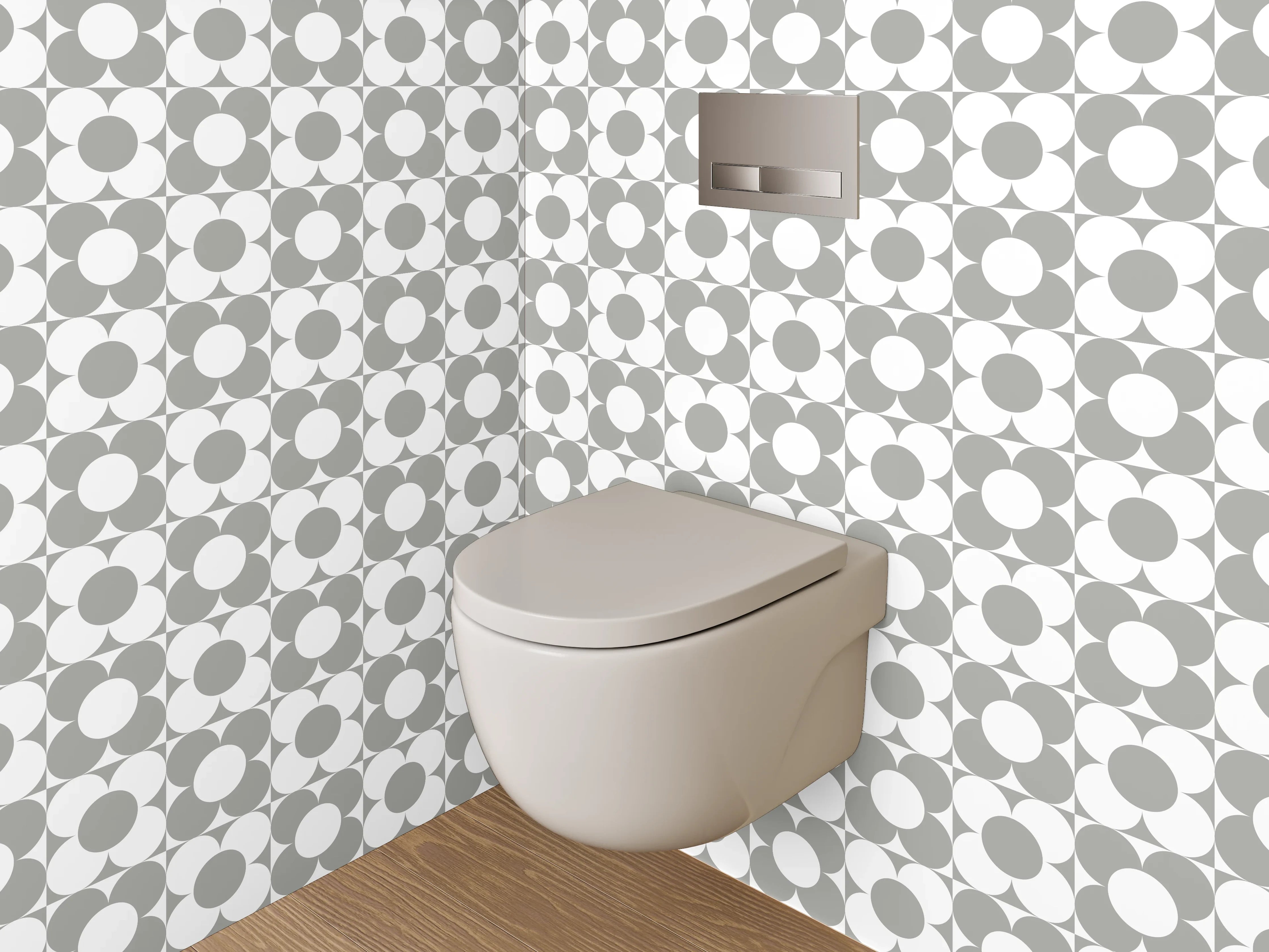 WC-Rückwand - Graue Nuancen auf weißen Formen