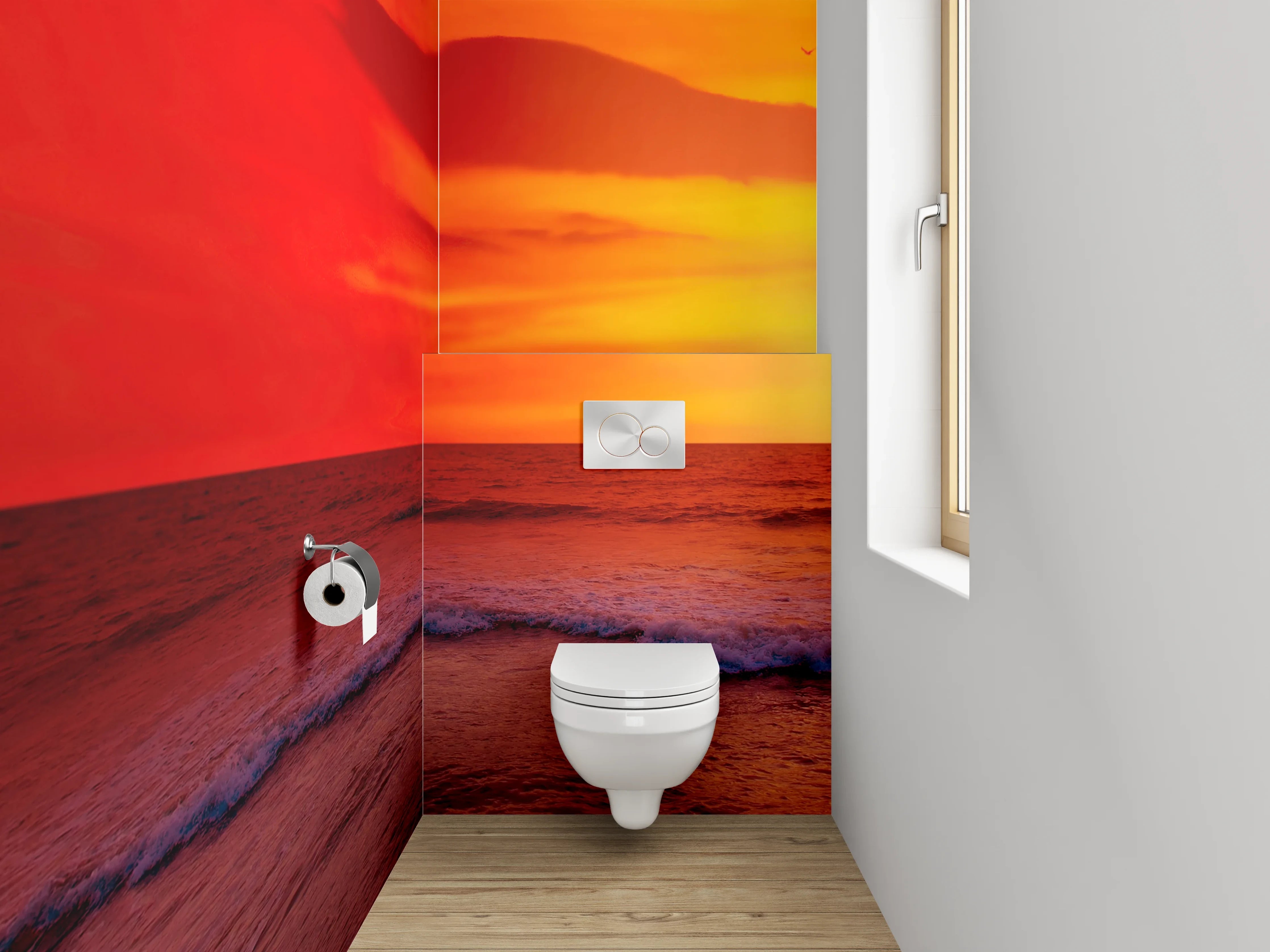 WC-Rückwand - Graue Schatten am Meeresspiegel