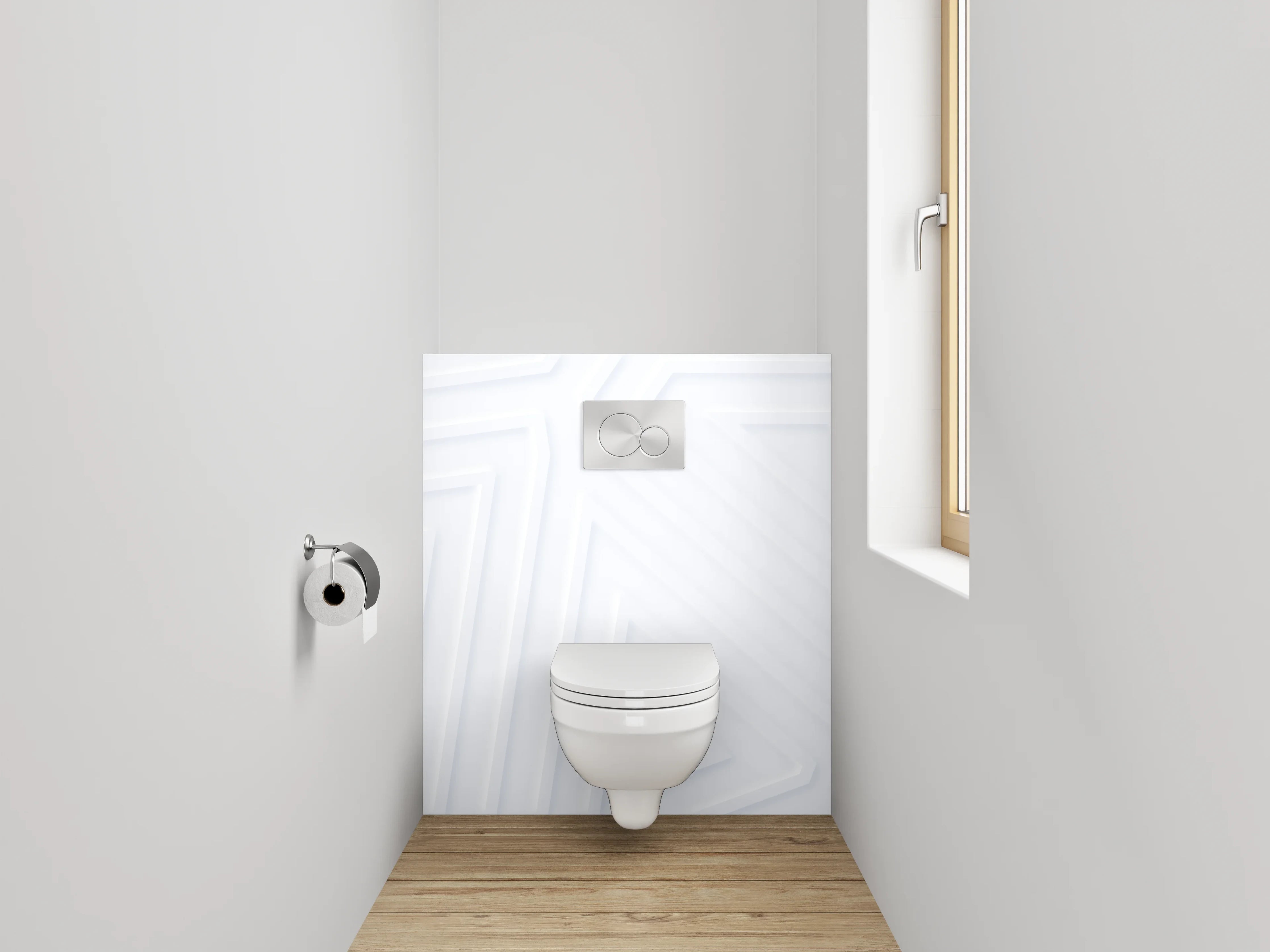 WC-Rückwand - Graue Schatten: Geometrische Wandkunst