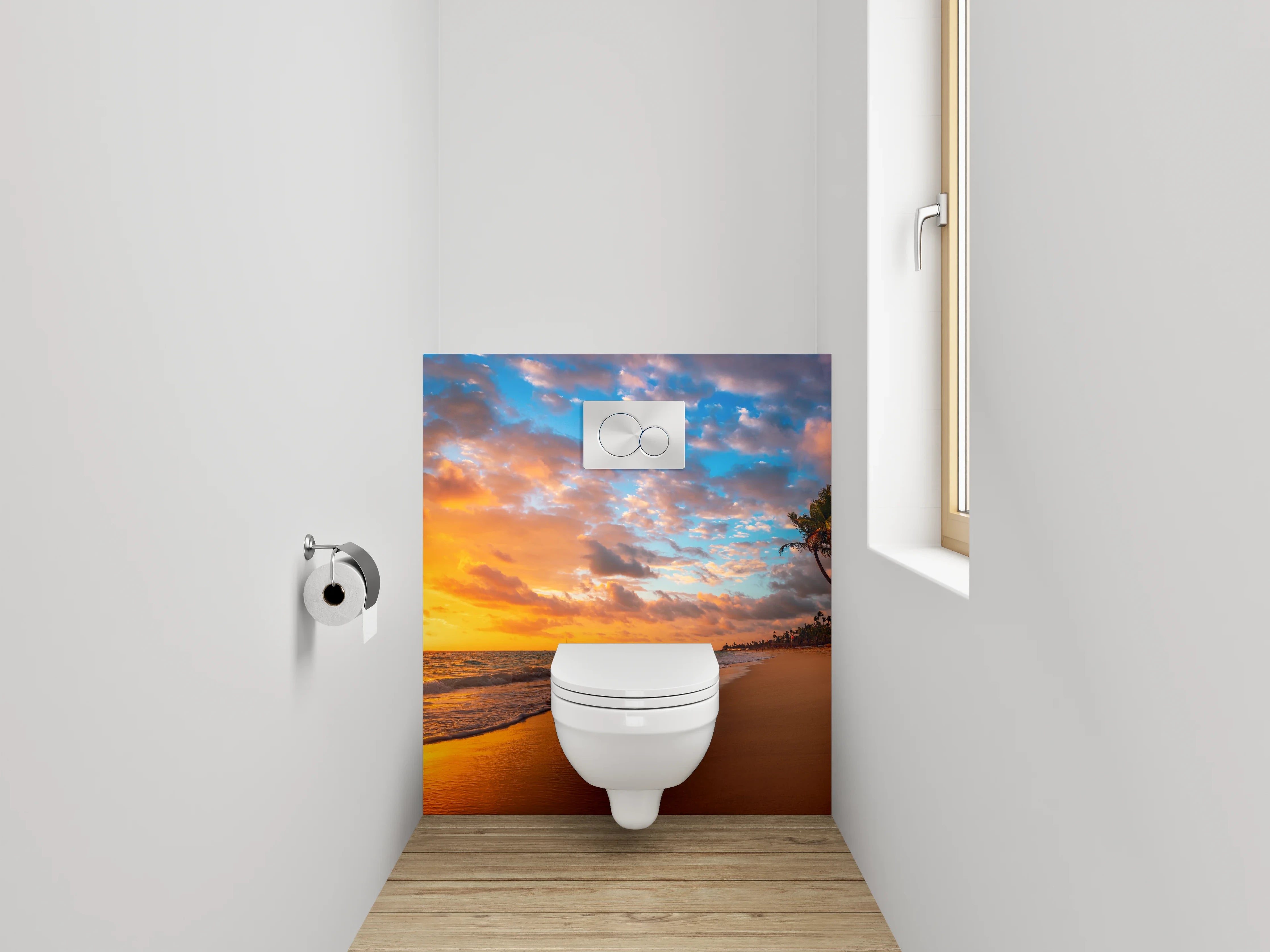 WC-Rückwand - Graue Silhouetten im Abendlicht