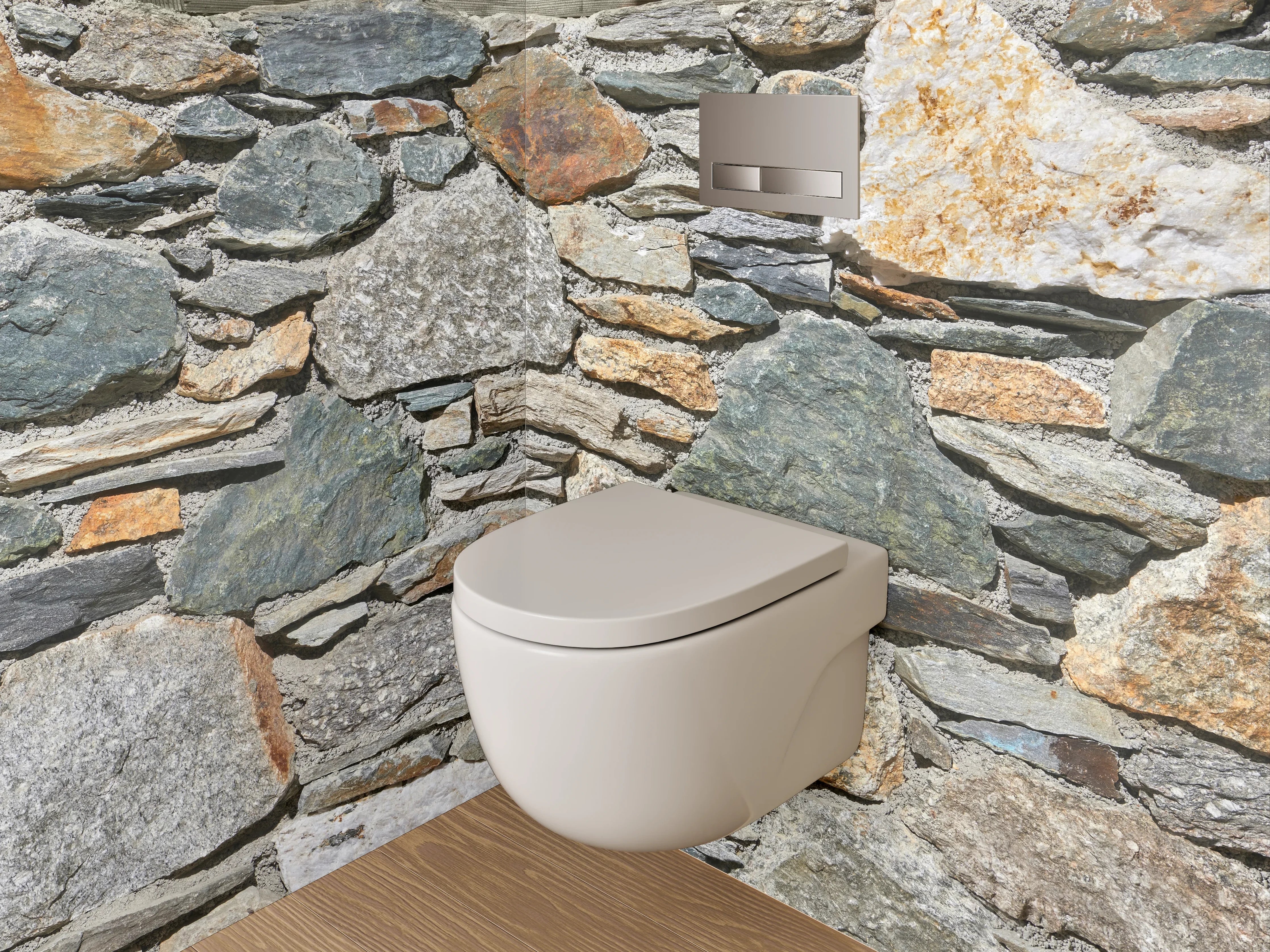 WC-Rückwand - Graue Steinmauer in Weiß