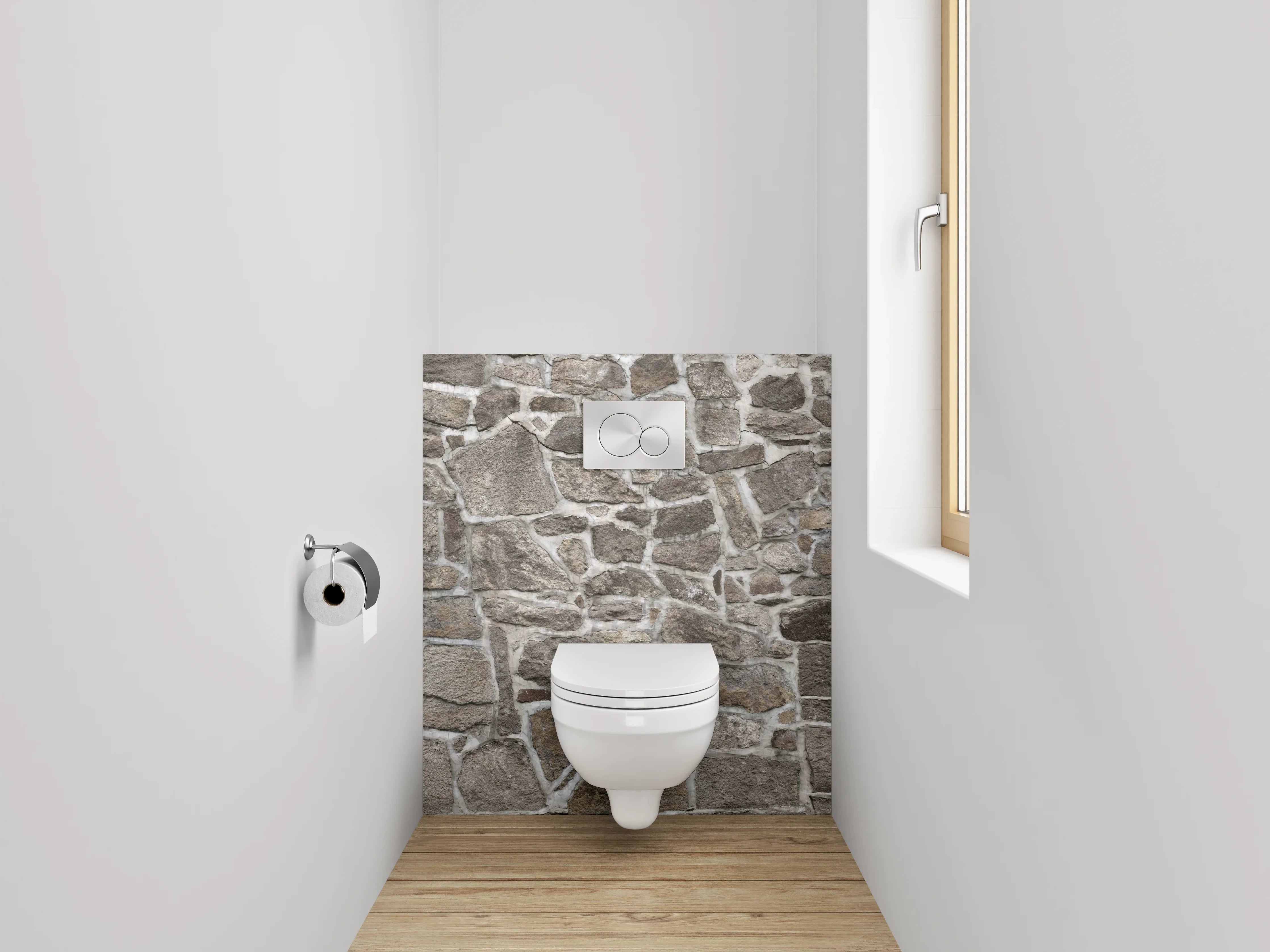 WC-Rückwand - Graue Steinsammtur