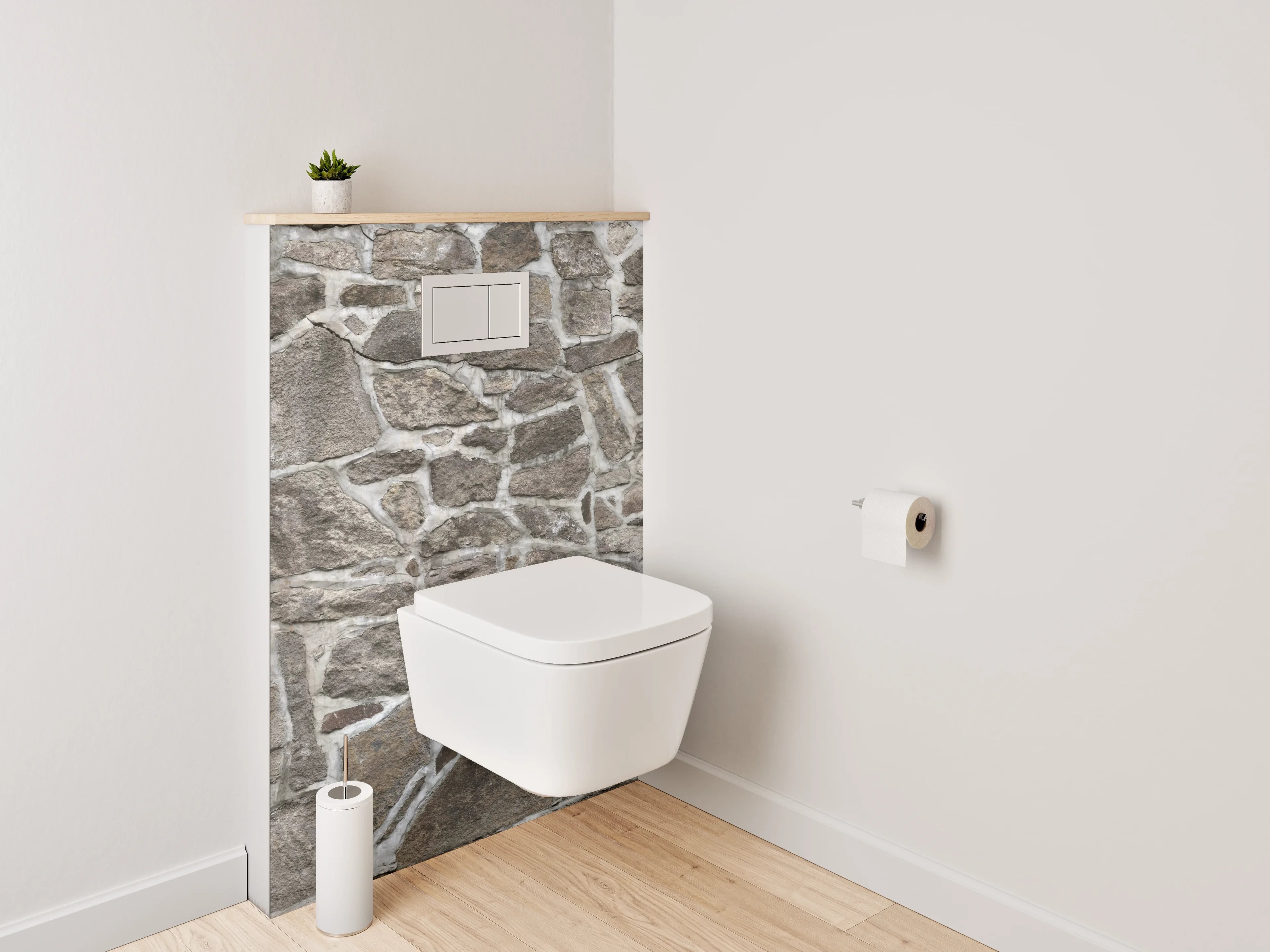 WC-Rückwand - Graue Steinsammtur