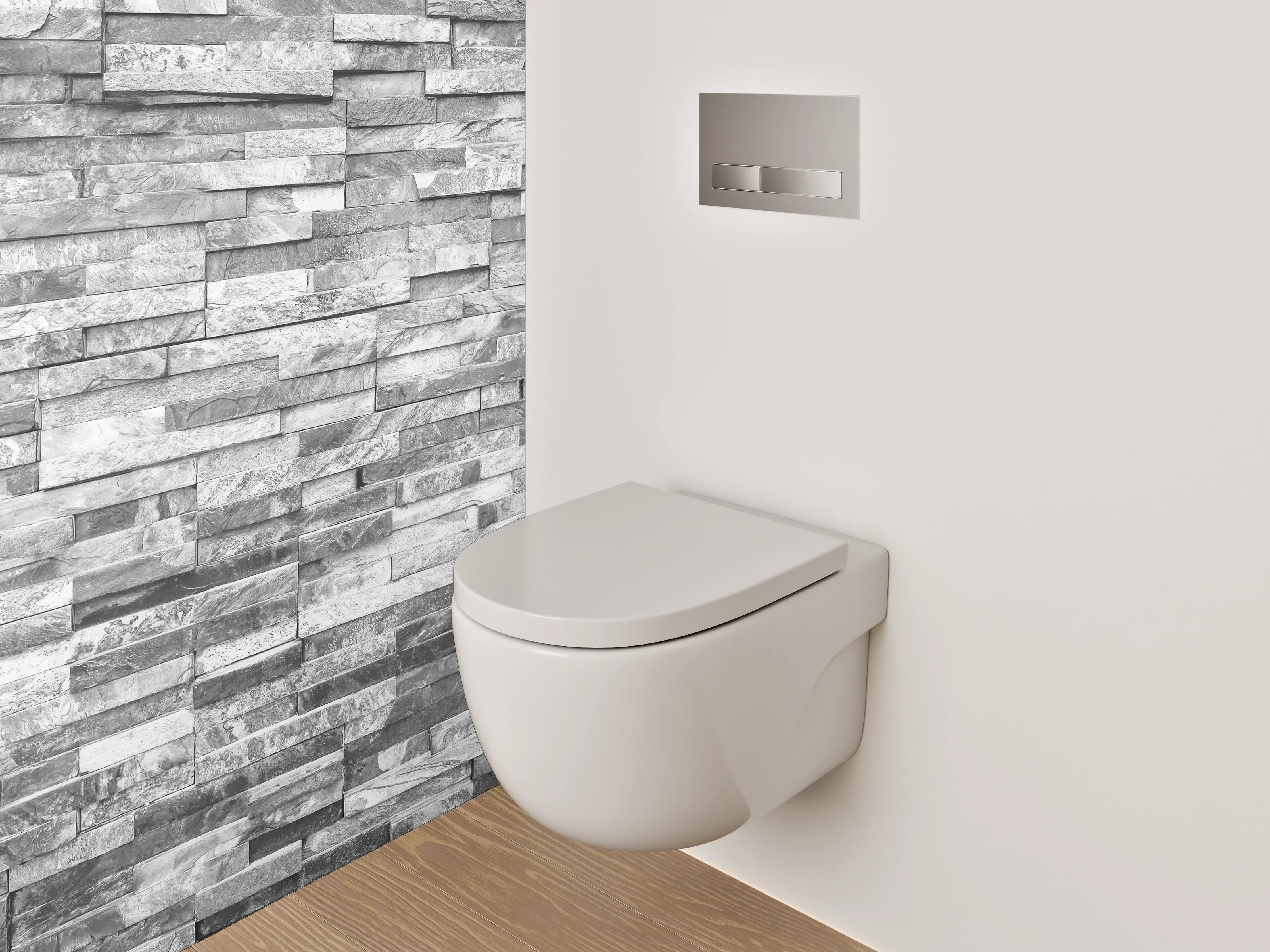 WC-Rückwand - Graue Steinwand mit strukturierter Oberfläche