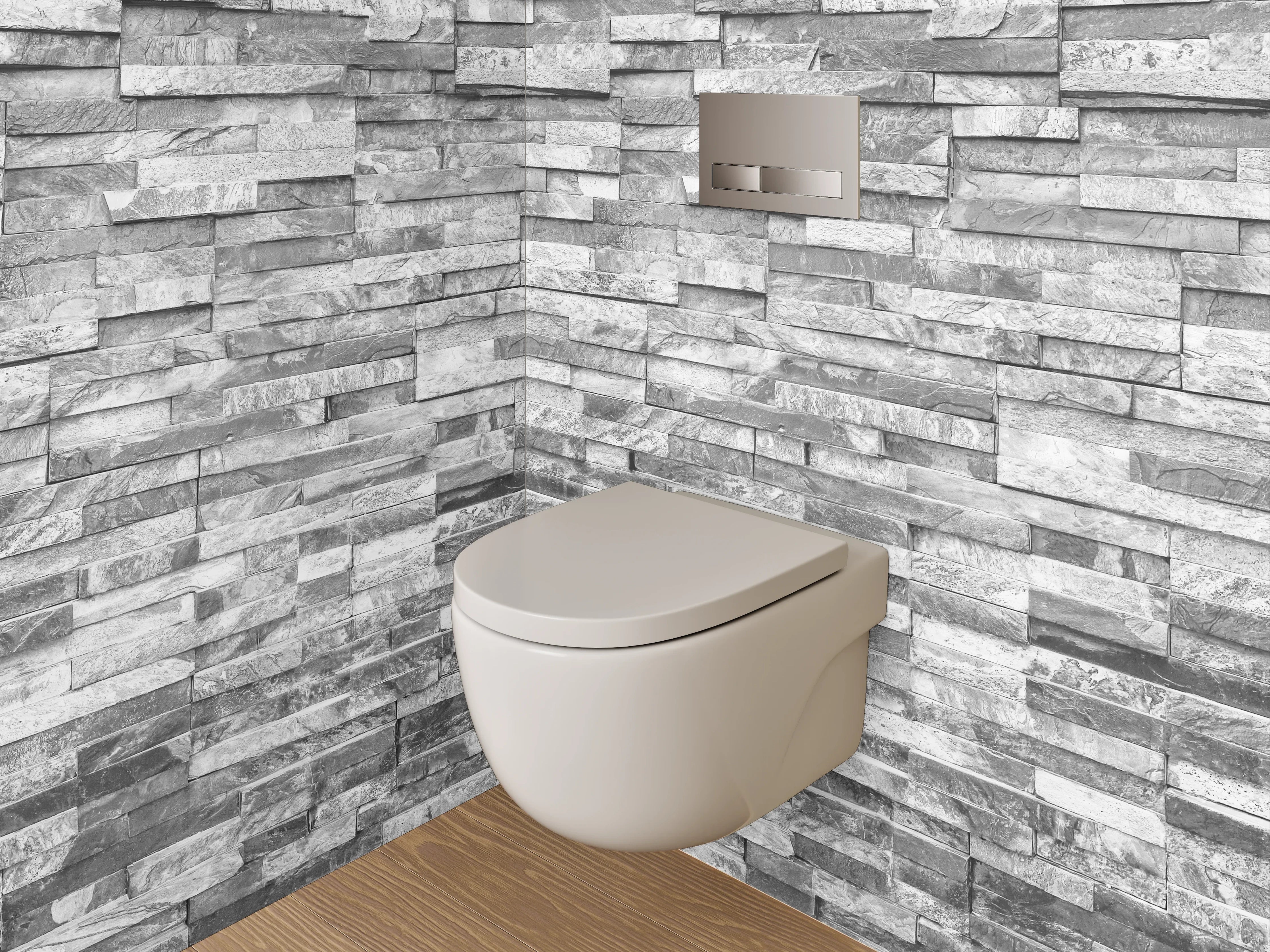 WC-Rückwand - Graue Steinwand mit strukturierter Oberfläche