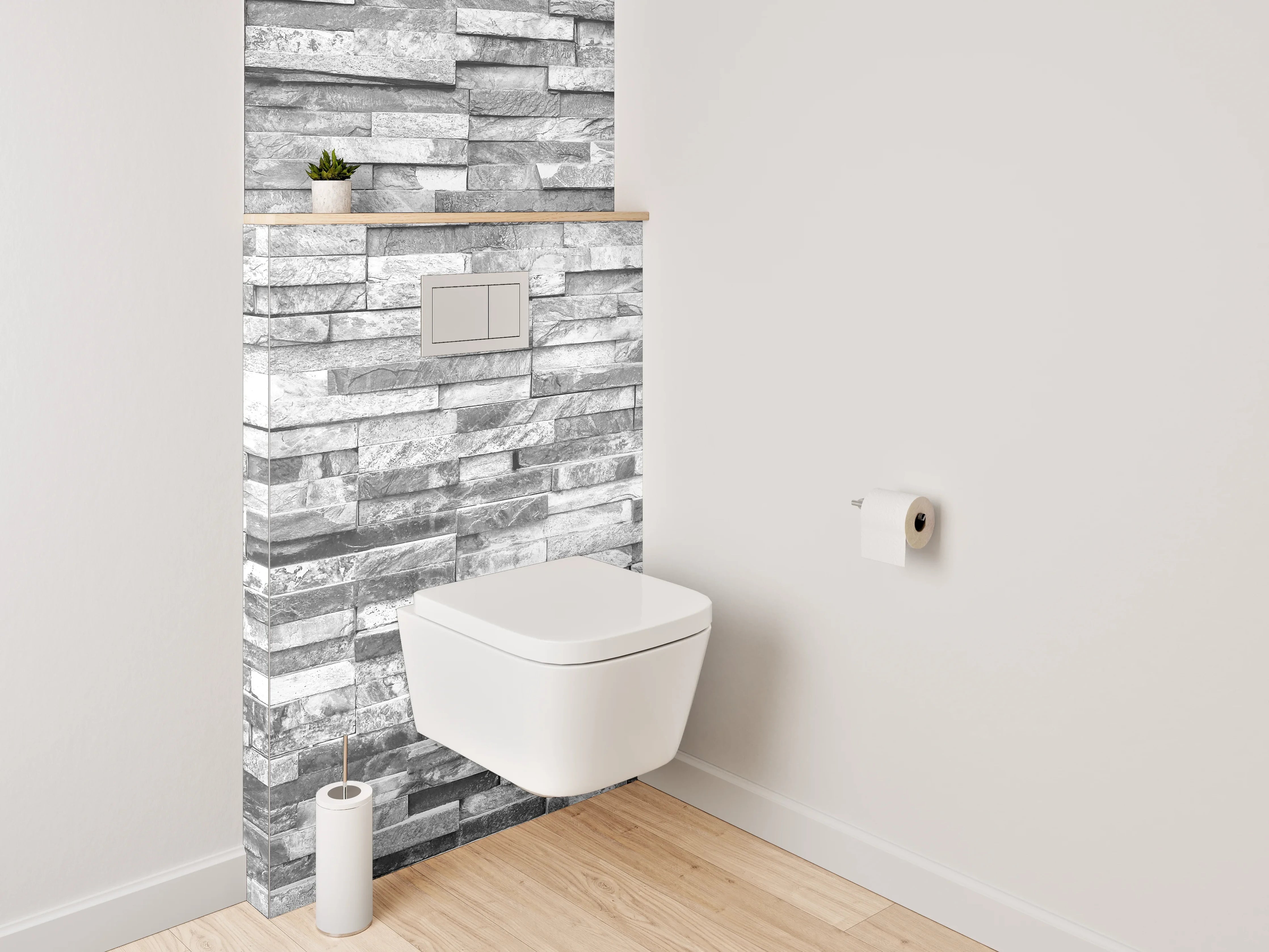 WC-Rückwand - Graue Steinwand mit strukturierter Oberfläche