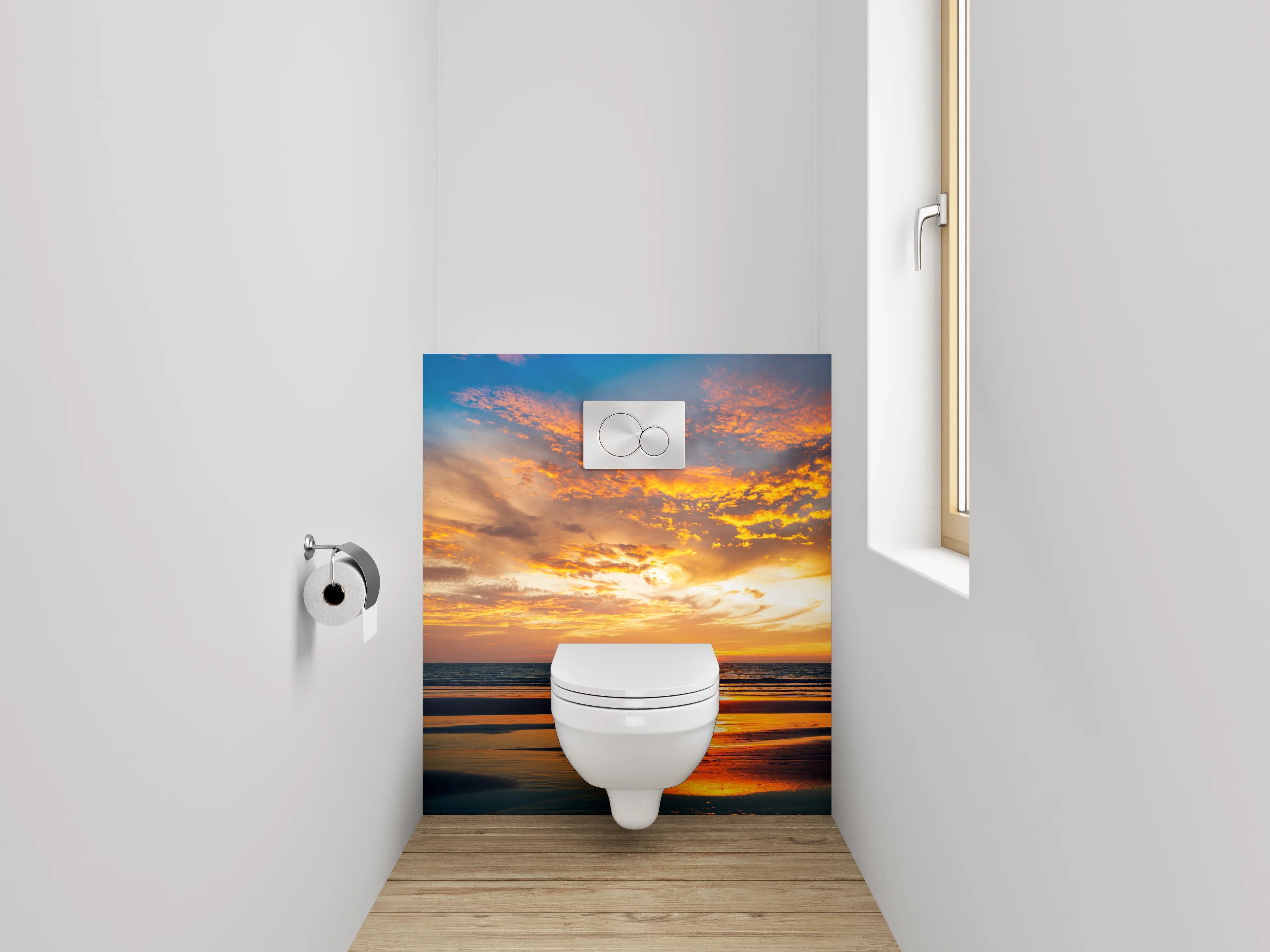 WC-Rückwand - Graue Stille über weißem Meer