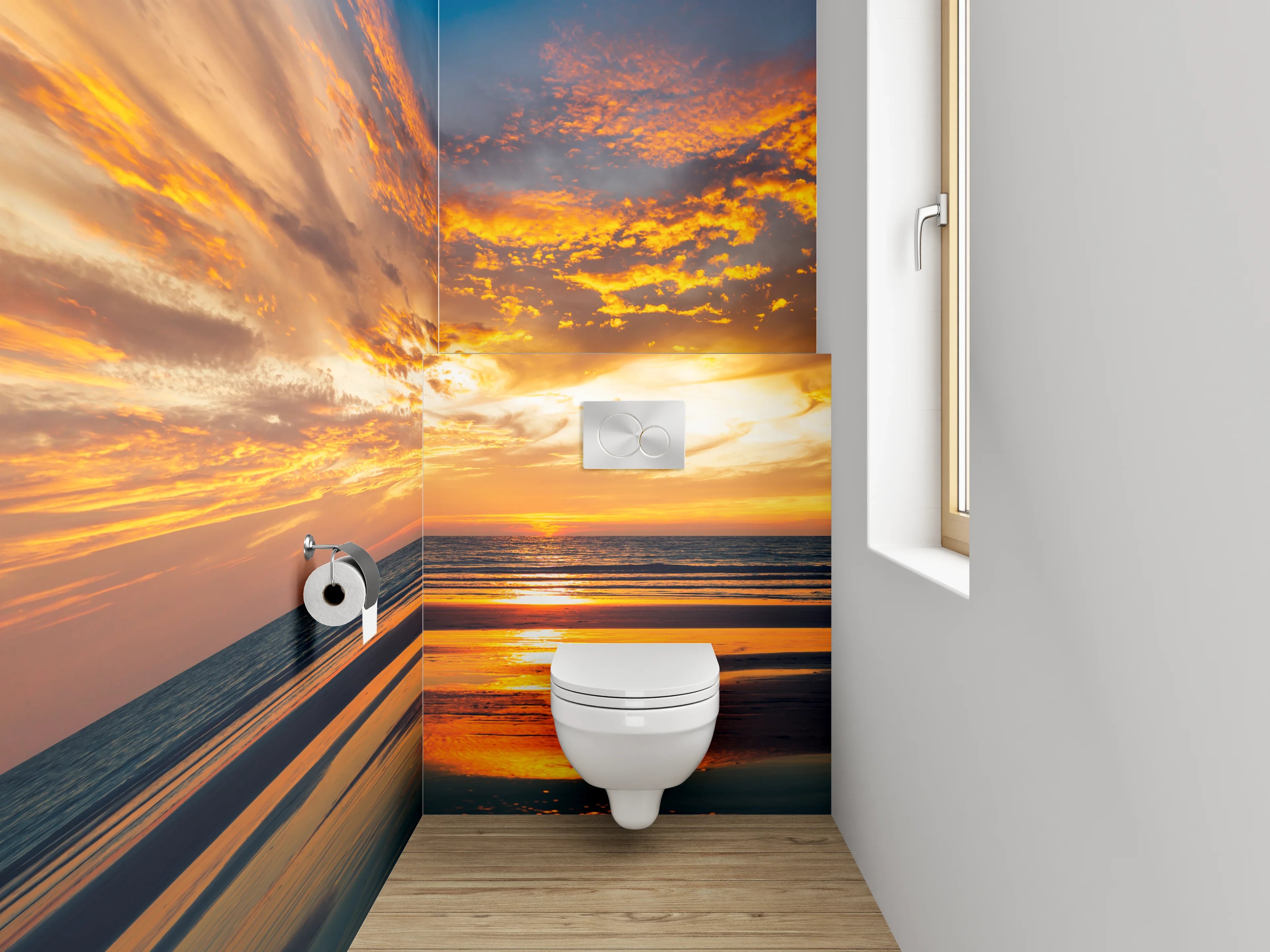 WC-Rückwand - Graue Stille über weißem Meer
