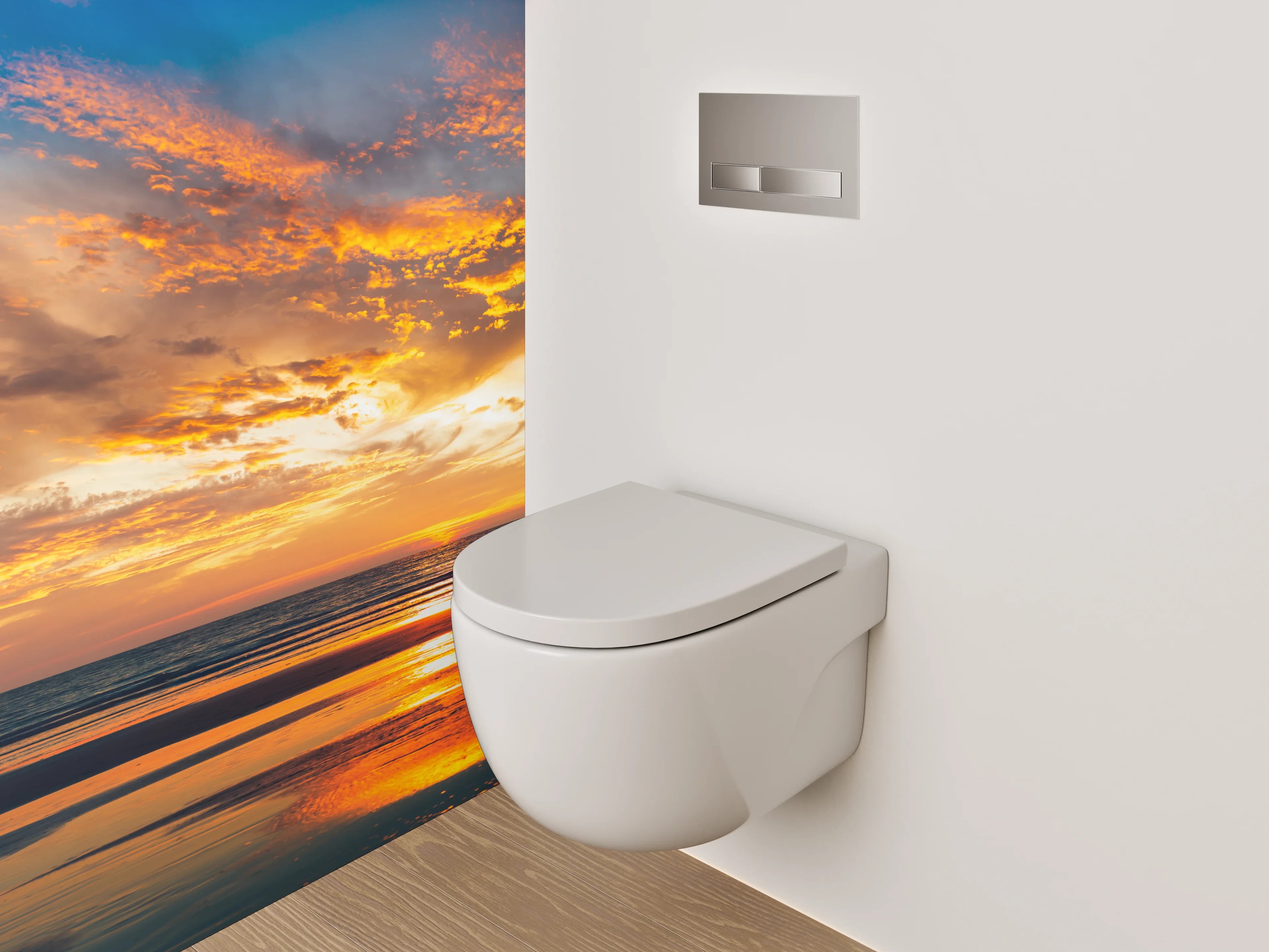 WC-Rückwand - Graue Stille über weißem Meer