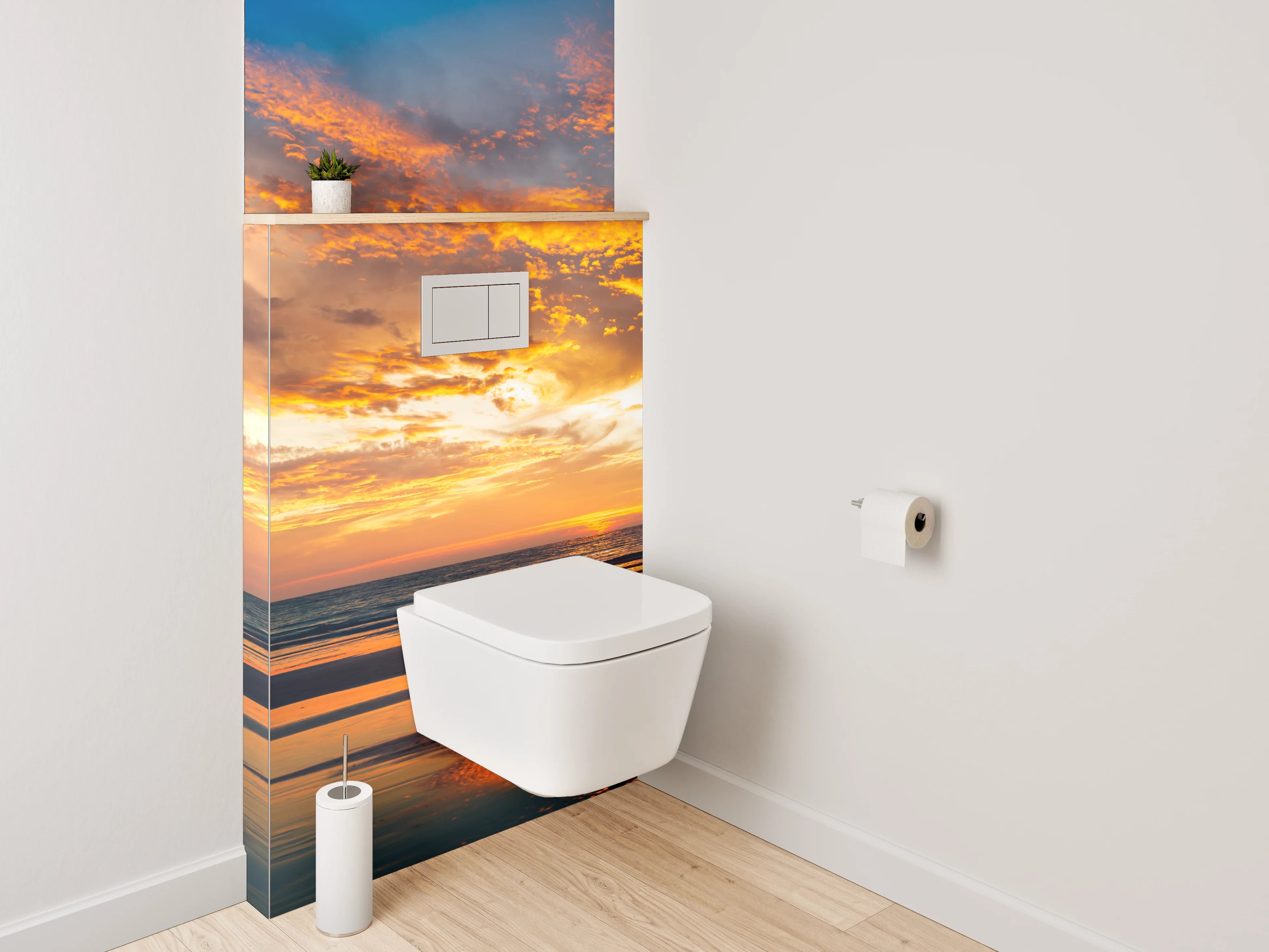 WC-Rückwand - Graue Stille über weißem Meer